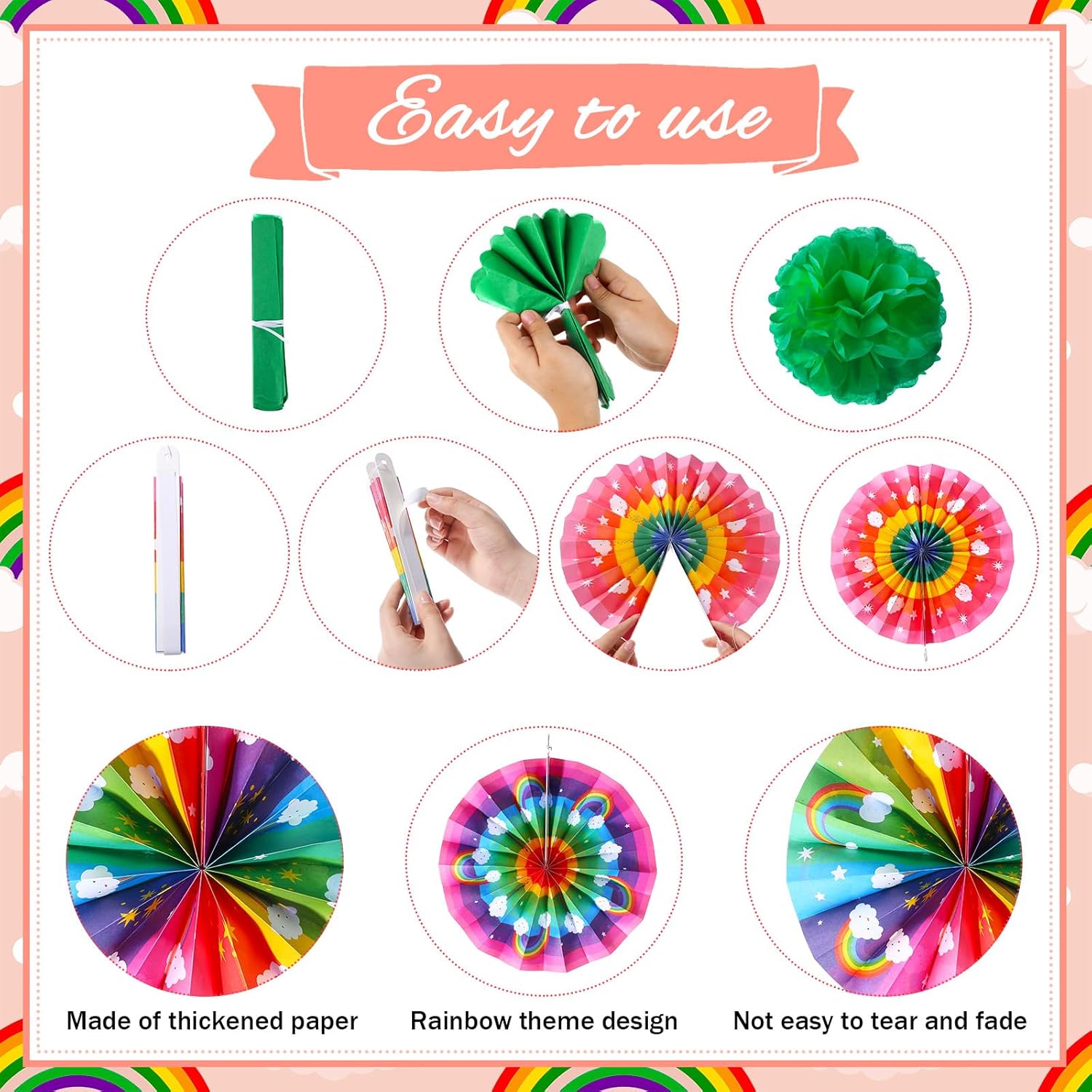 Outus 21 Pcs Rainbow Party Decorations
