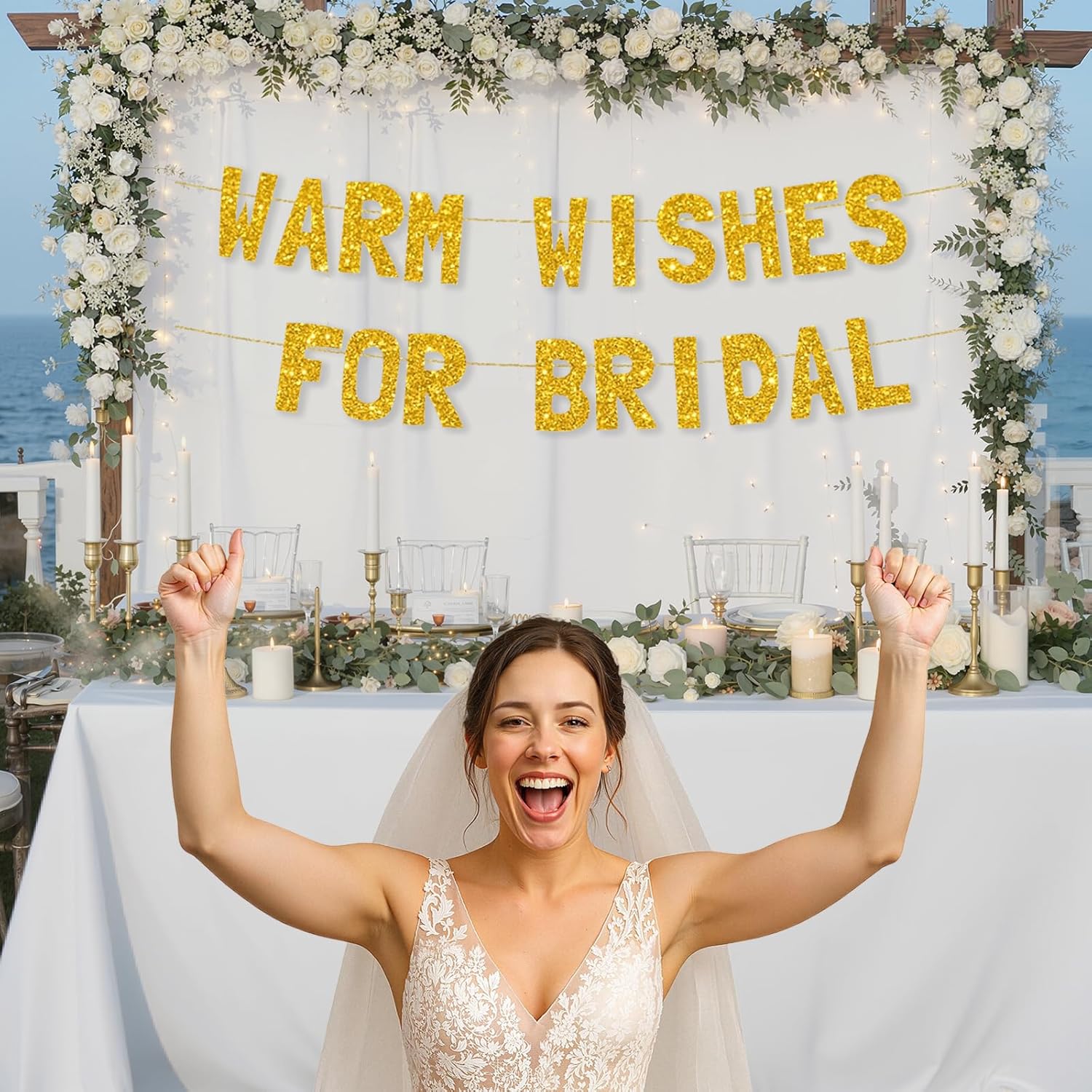 Meowoo Joyful Bridal Shower Decor Gold Banner