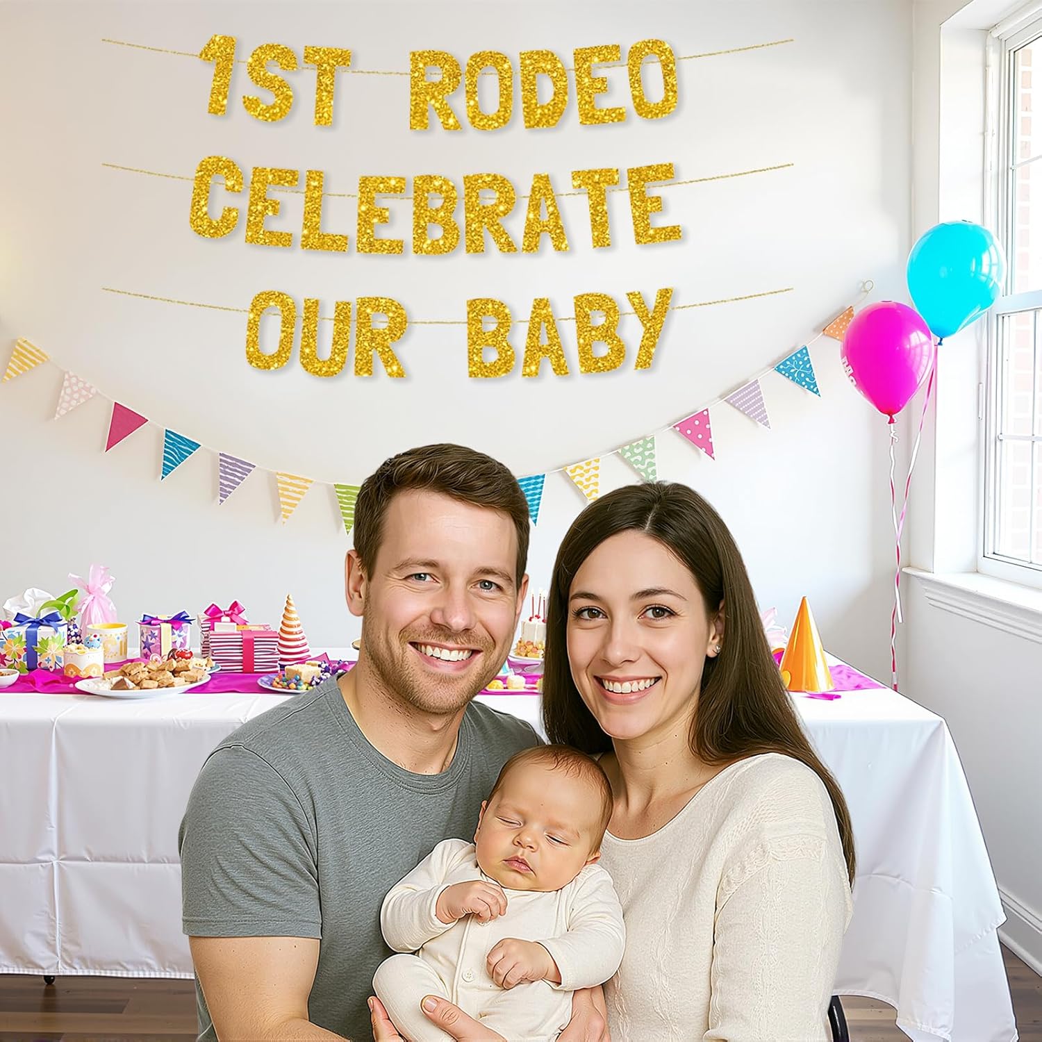 Meowoo First Rodeo Party Banner 77 Inch