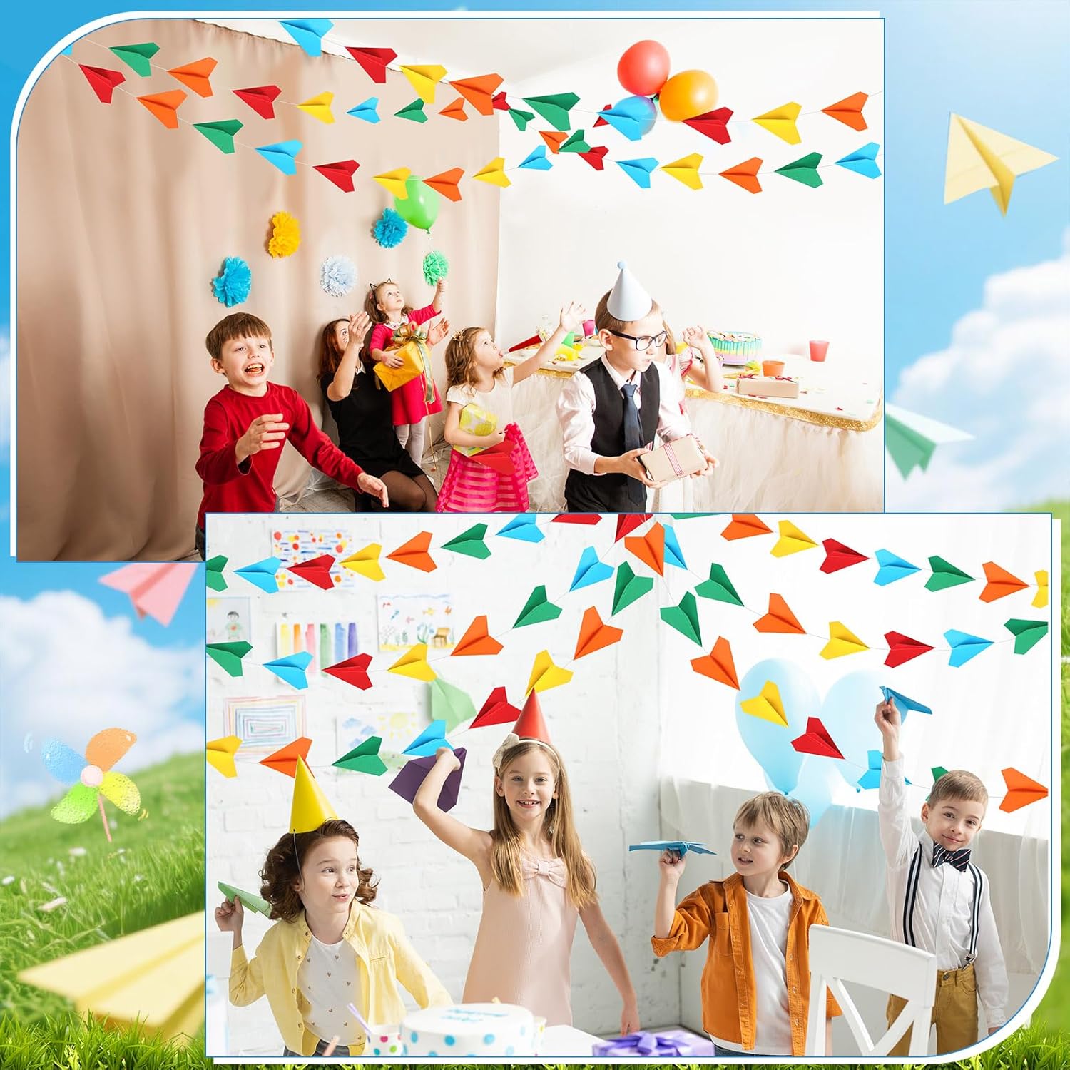 Janlaugh 6 Pcs Airplane Garland Birthday Decorations