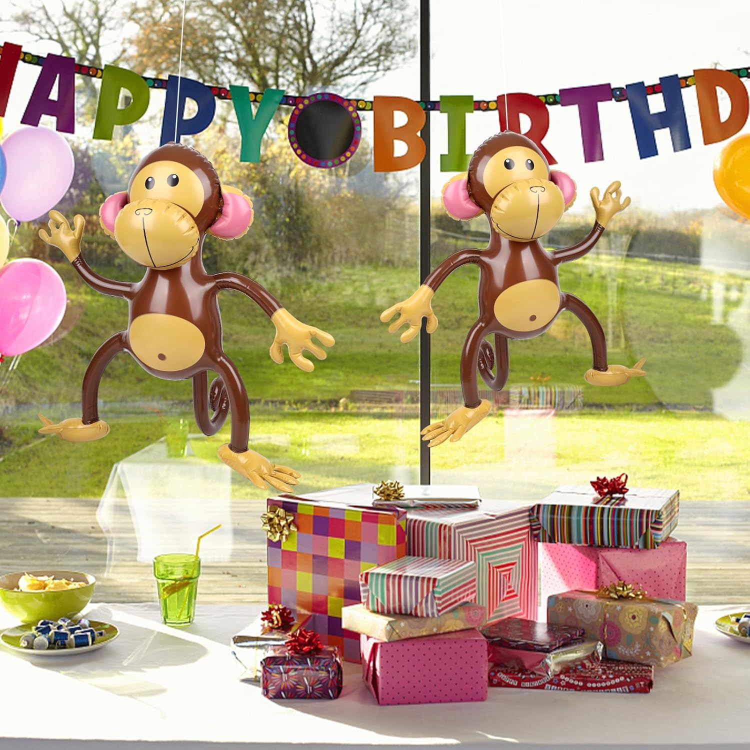 FUTUREPLUSX 3PCS Inflatable Monkeys Birthday Decorations