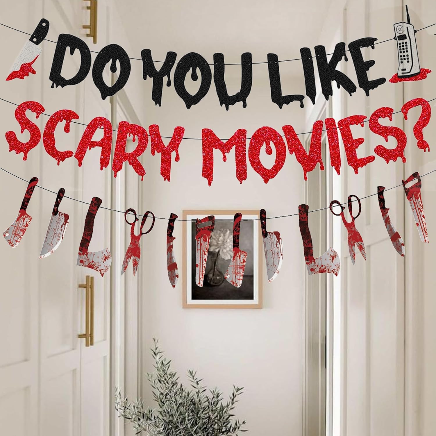 Halloween Birthday Party Decor Glitter Banner