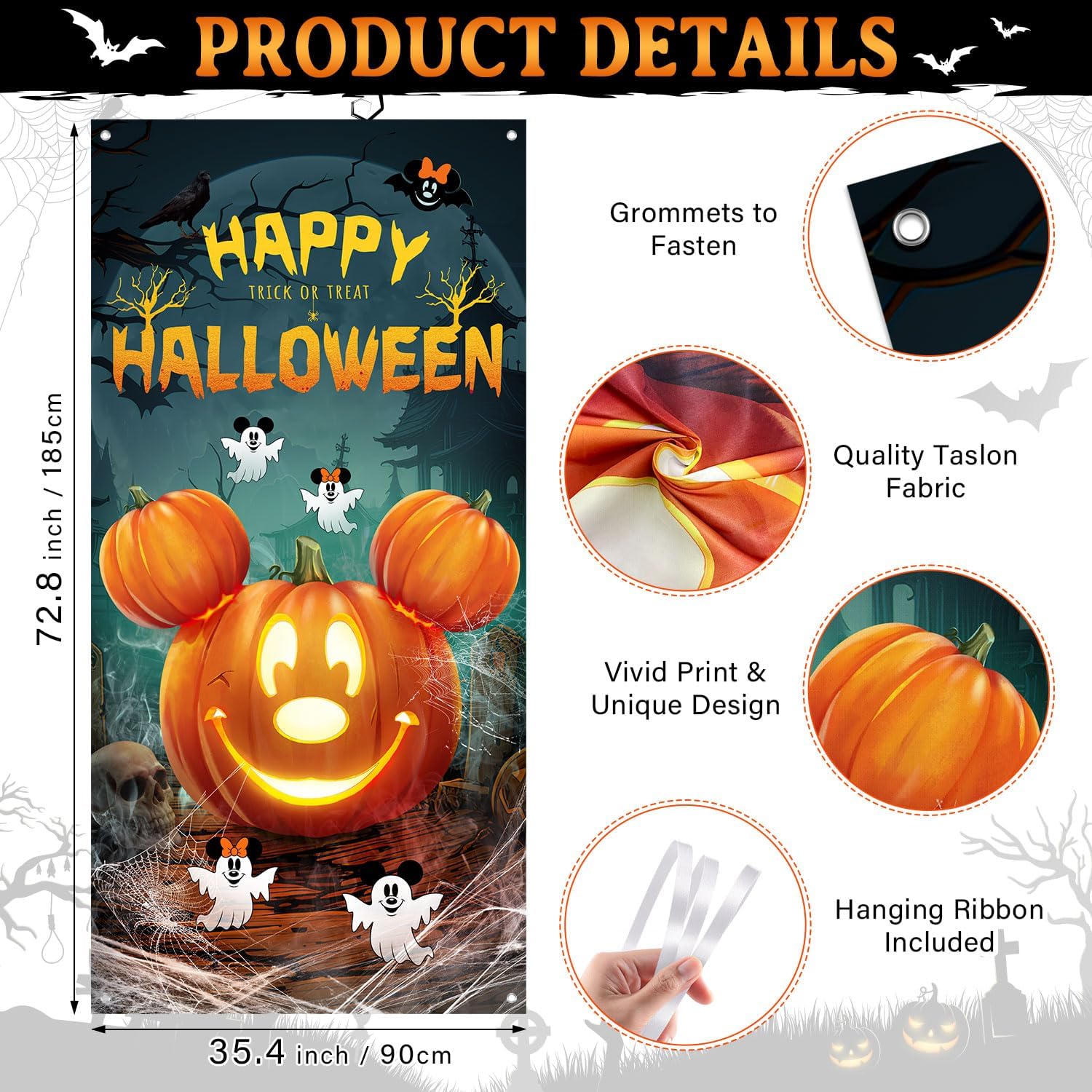 Halloween Mouse Pumpkin Banner - Large Door Cover Decor