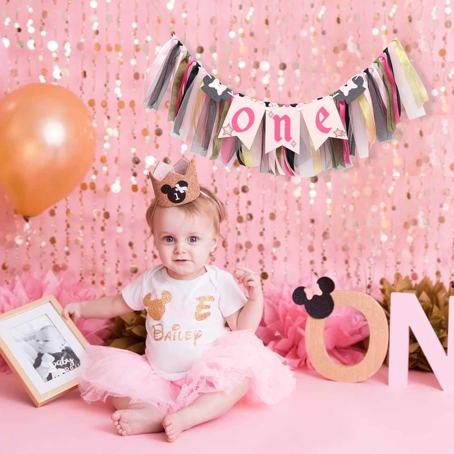 Minnie Mouse High Chair Banner for 1st Birthday