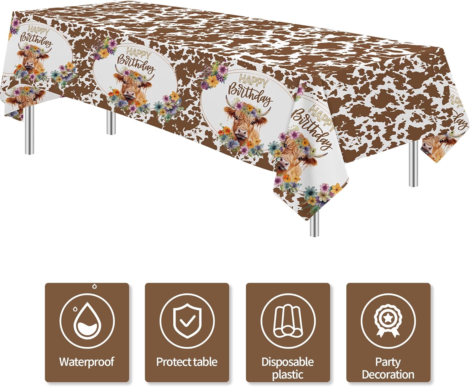 Highland Cow Party Tablecloth Set 3 Pack
