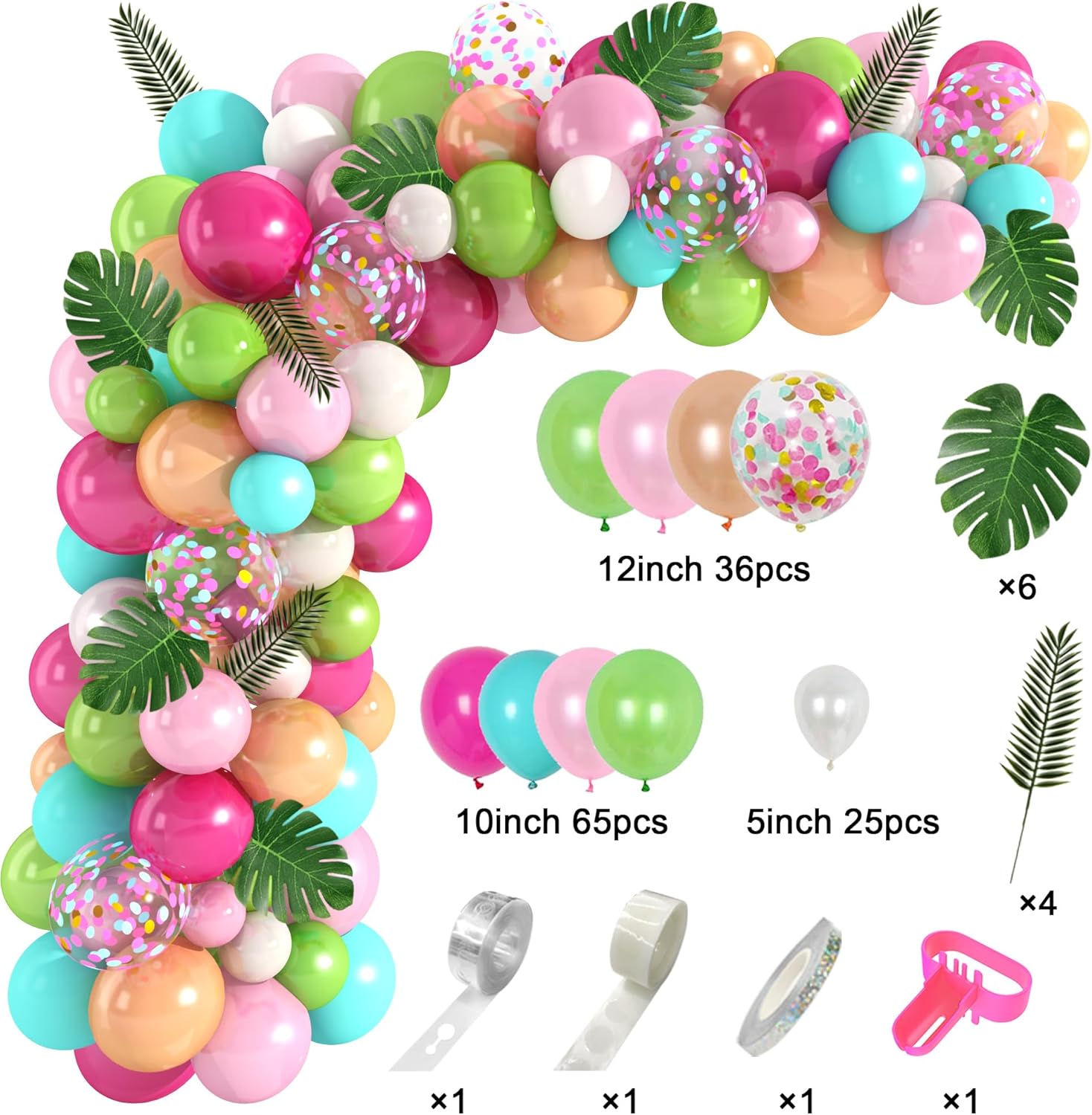 Amandir 140PCS Tropical Balloons Arch Garland Kit