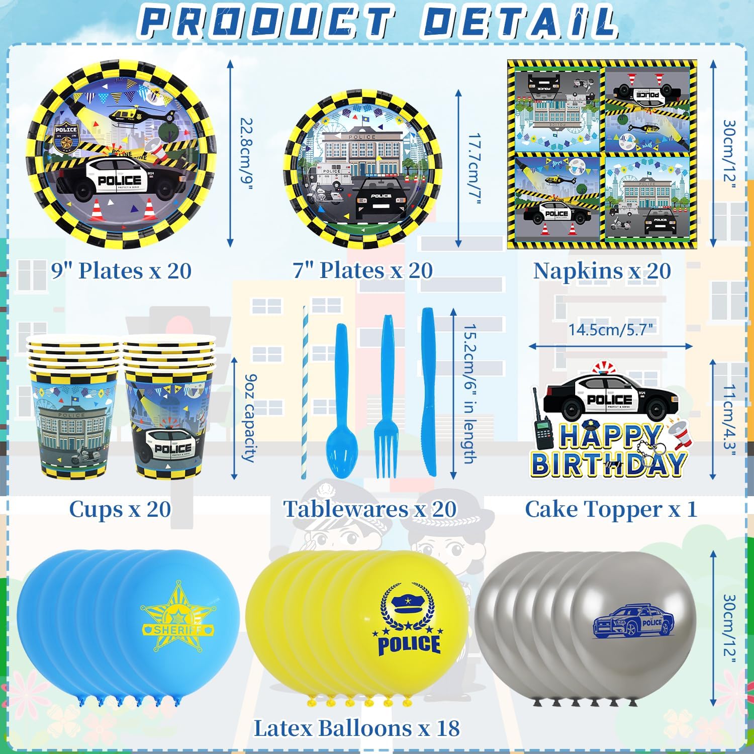 KEFAN Police Birthday Party Decorations Set
