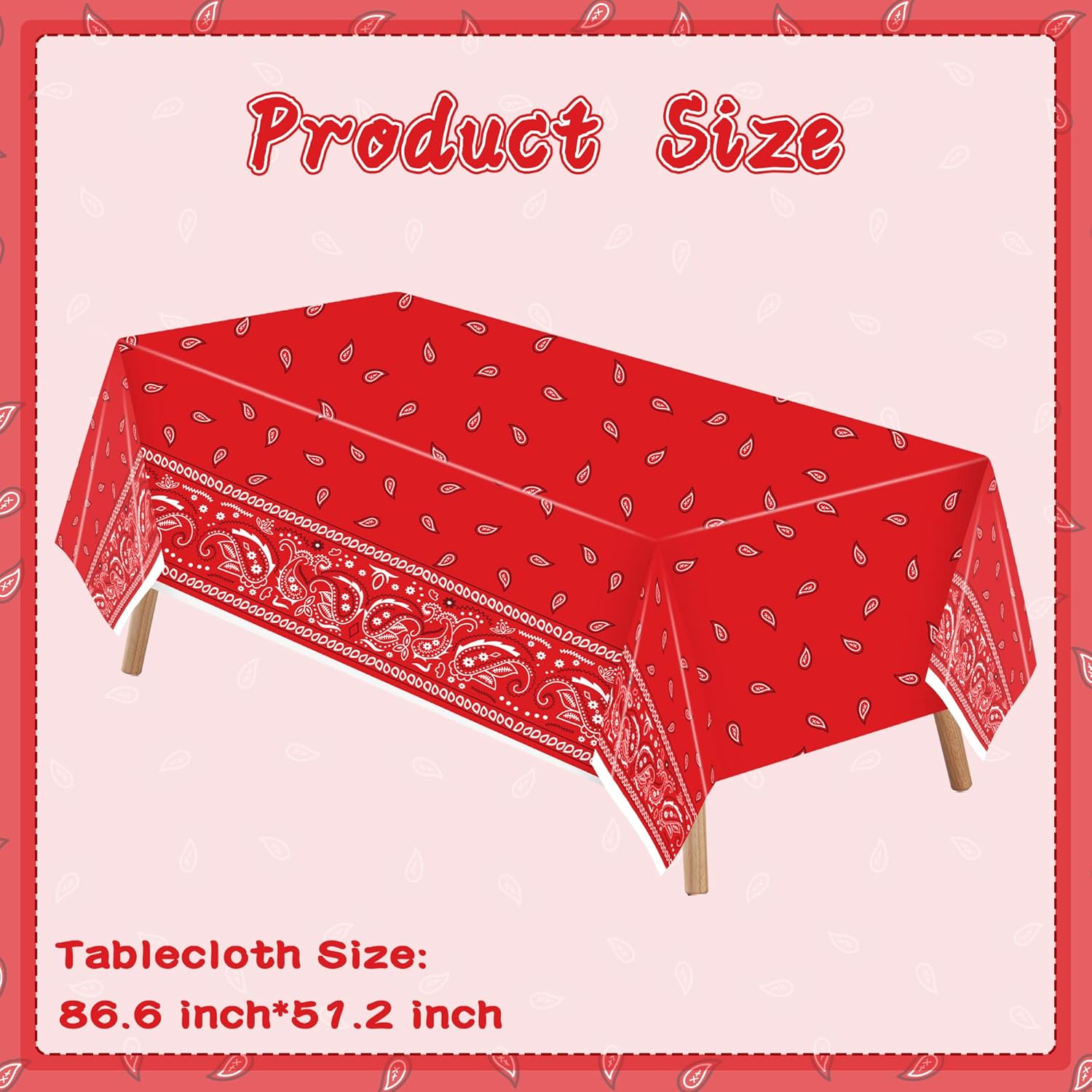 6PCS Red Bandana Tablecloths for Western Party
