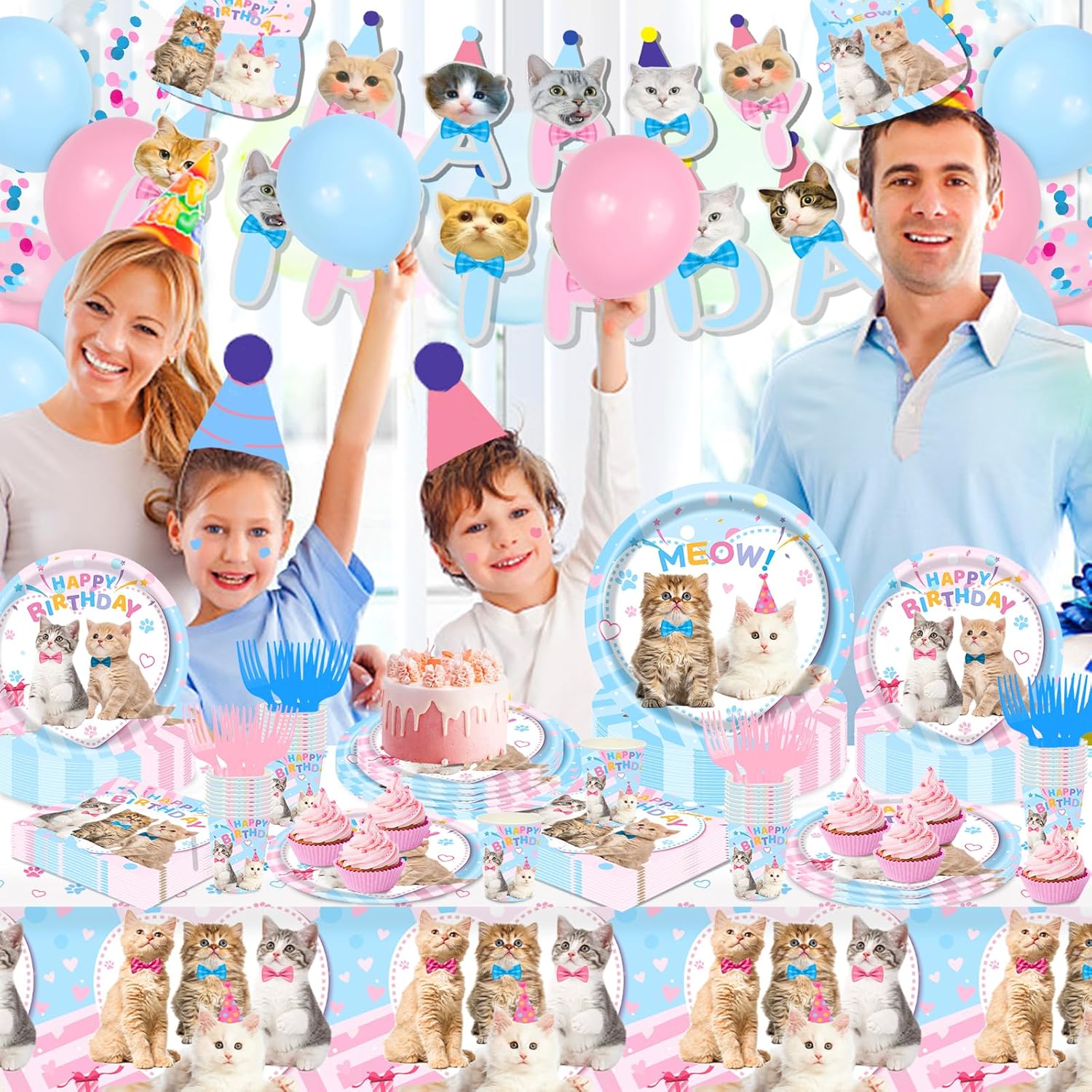 Cat Birthday Decorations 146Pcs Party Supplies Set