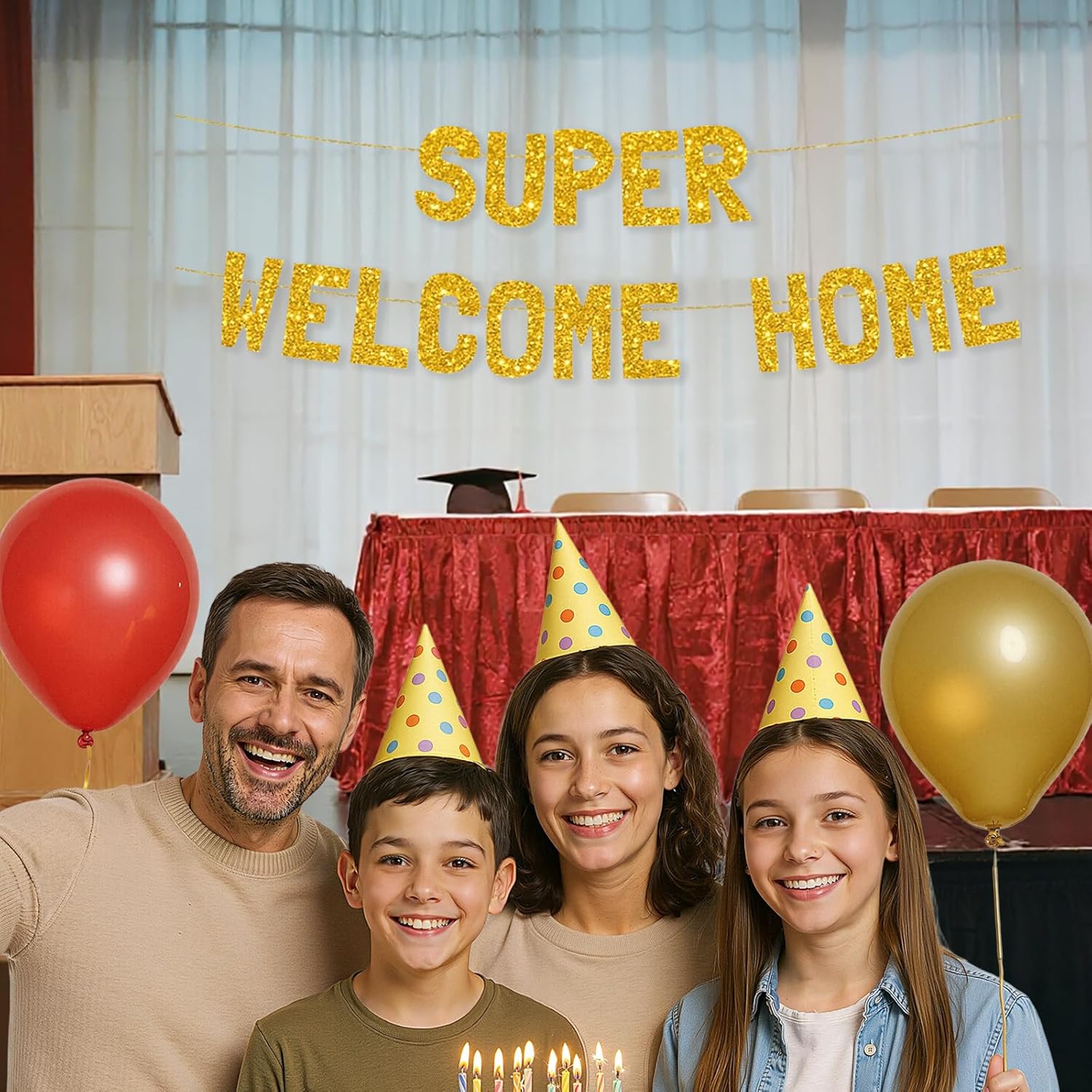 Meowoo Welcome Home Banner 77 Inch Glittery Decor