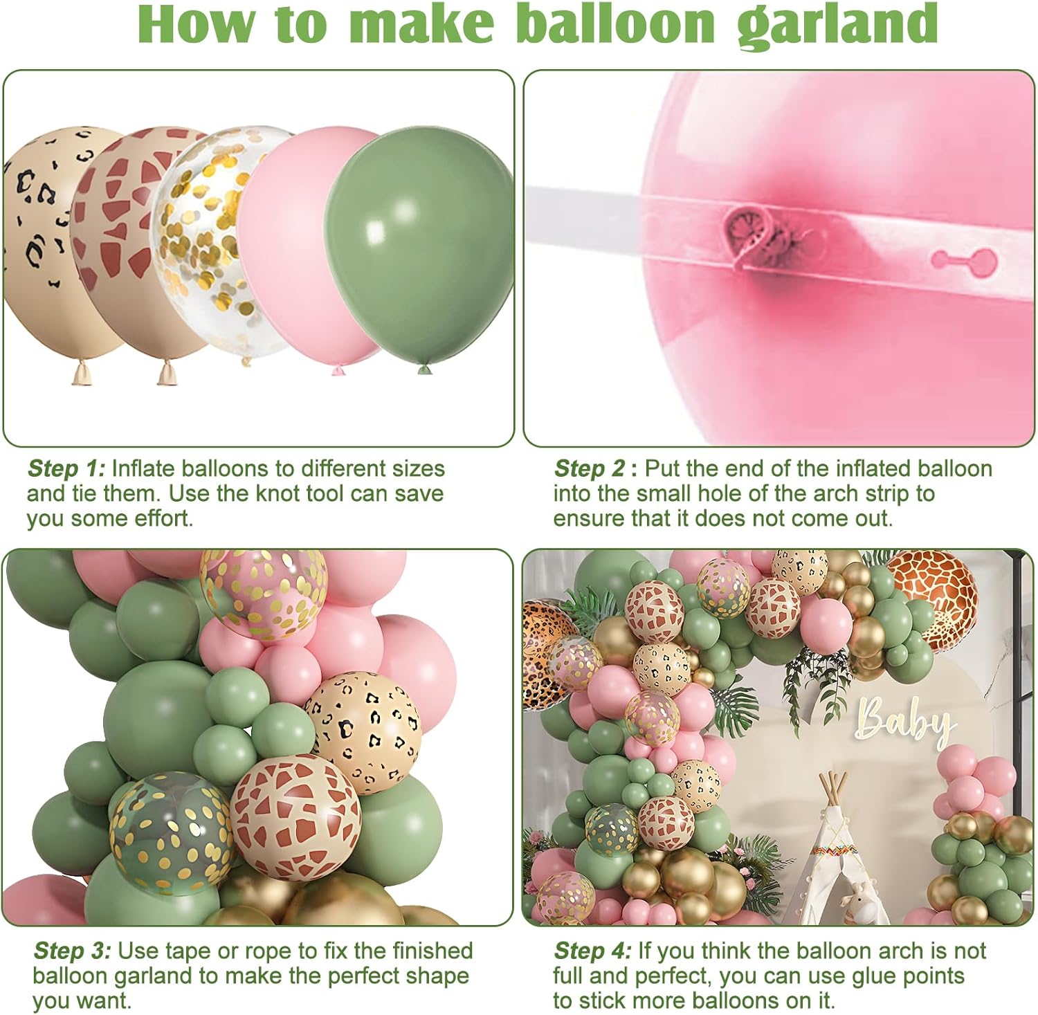 Amandir 170Pcs Jungle Safari Balloons Garland Kit