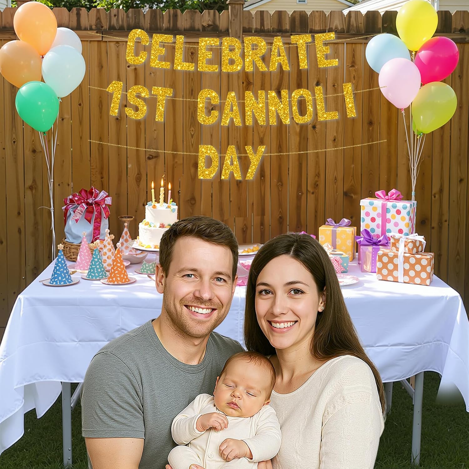 Meowoo Cannoli Day Banner Sparkling Gold