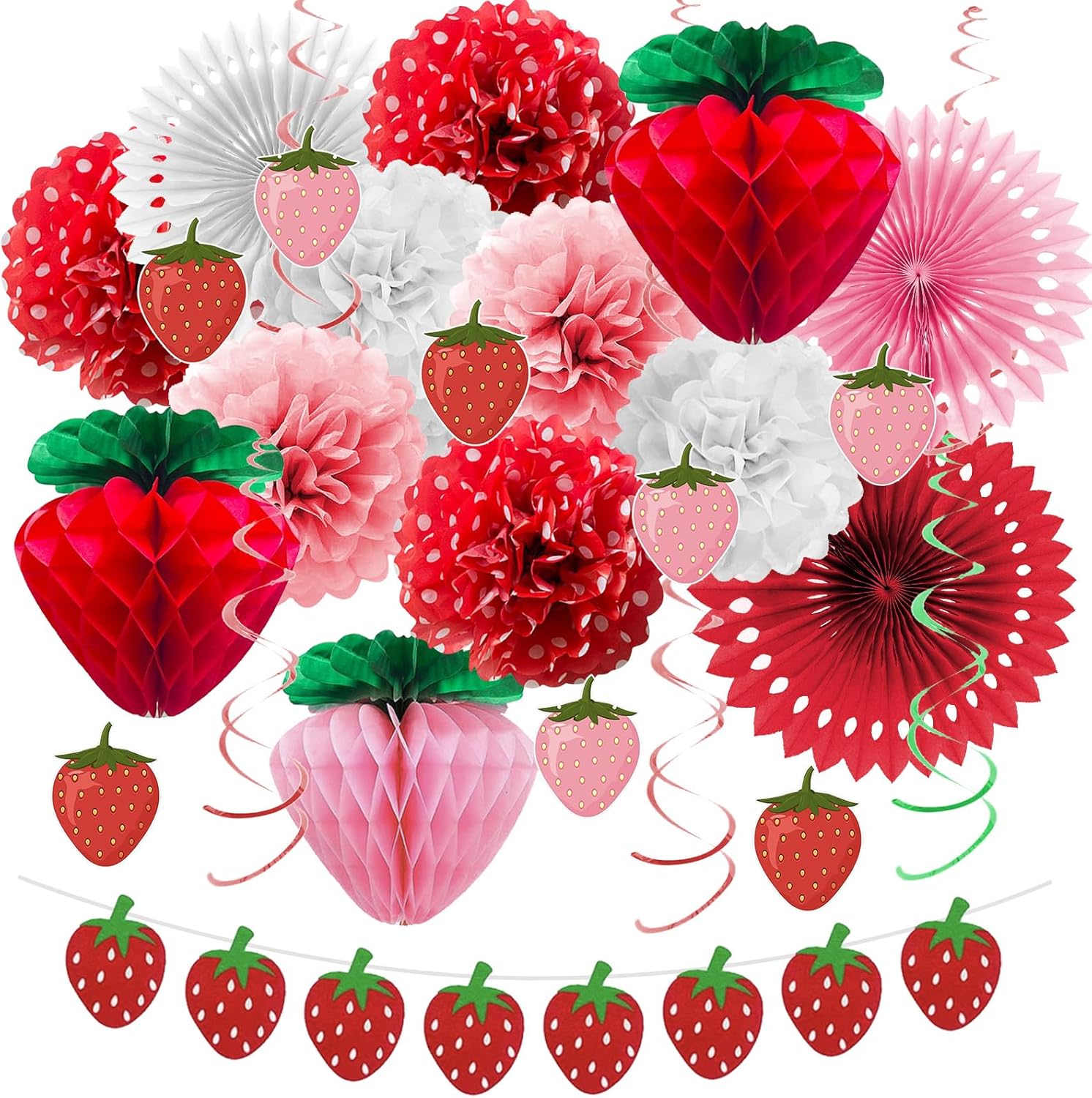Lasocy Strawberry Party Decor Set for Girls