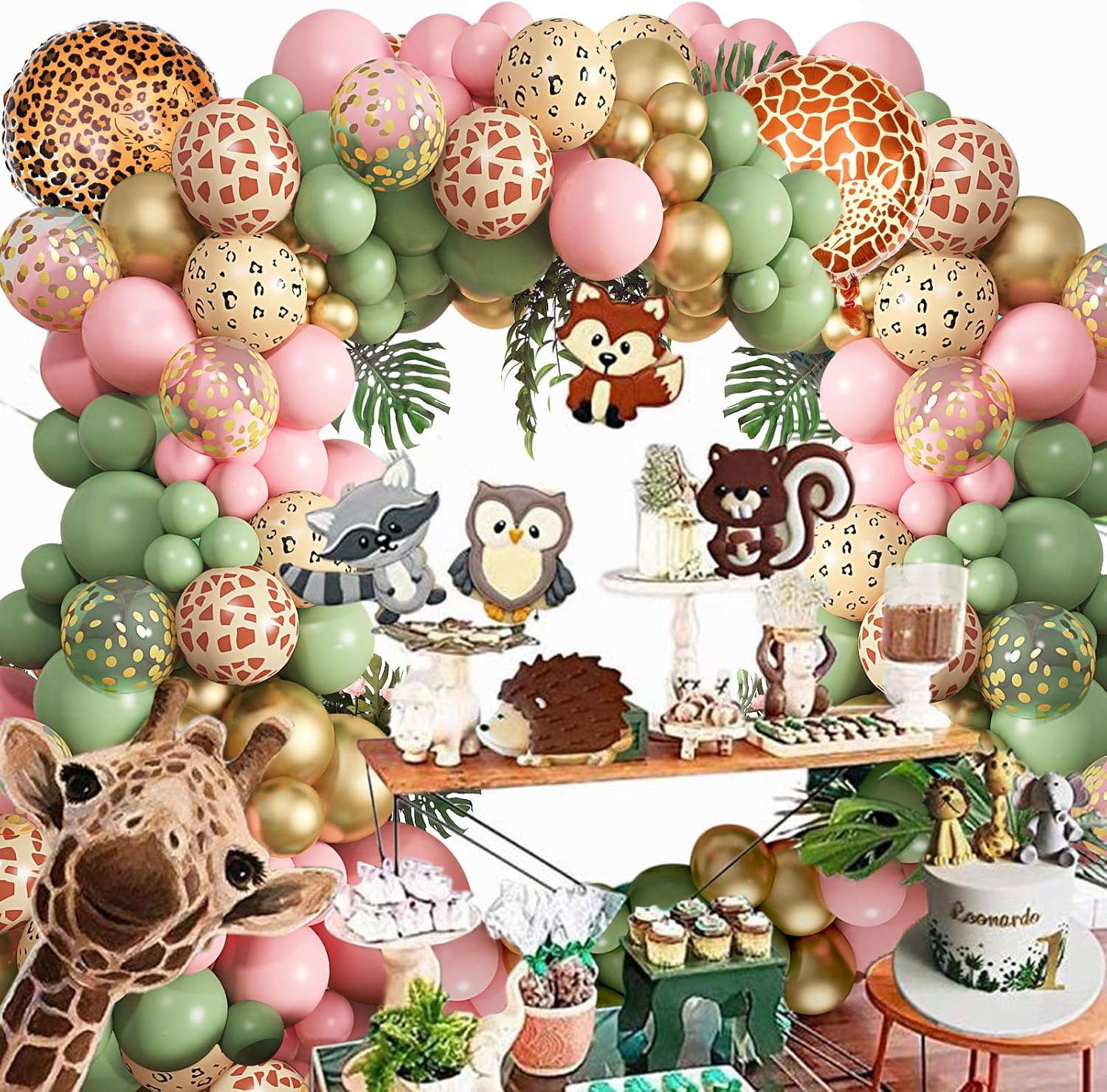 Amandir 170Pcs Jungle Safari Balloons Garland Kit