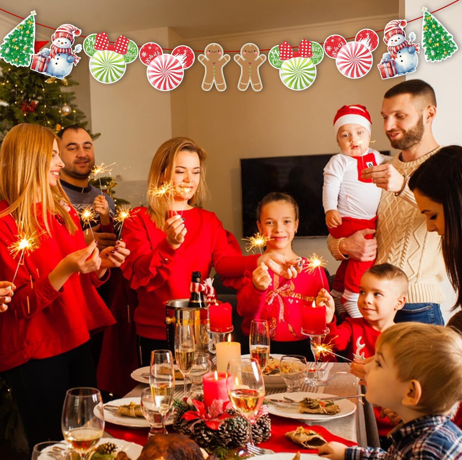MOAXMOA Mouse Christmas Decorations Banner Set