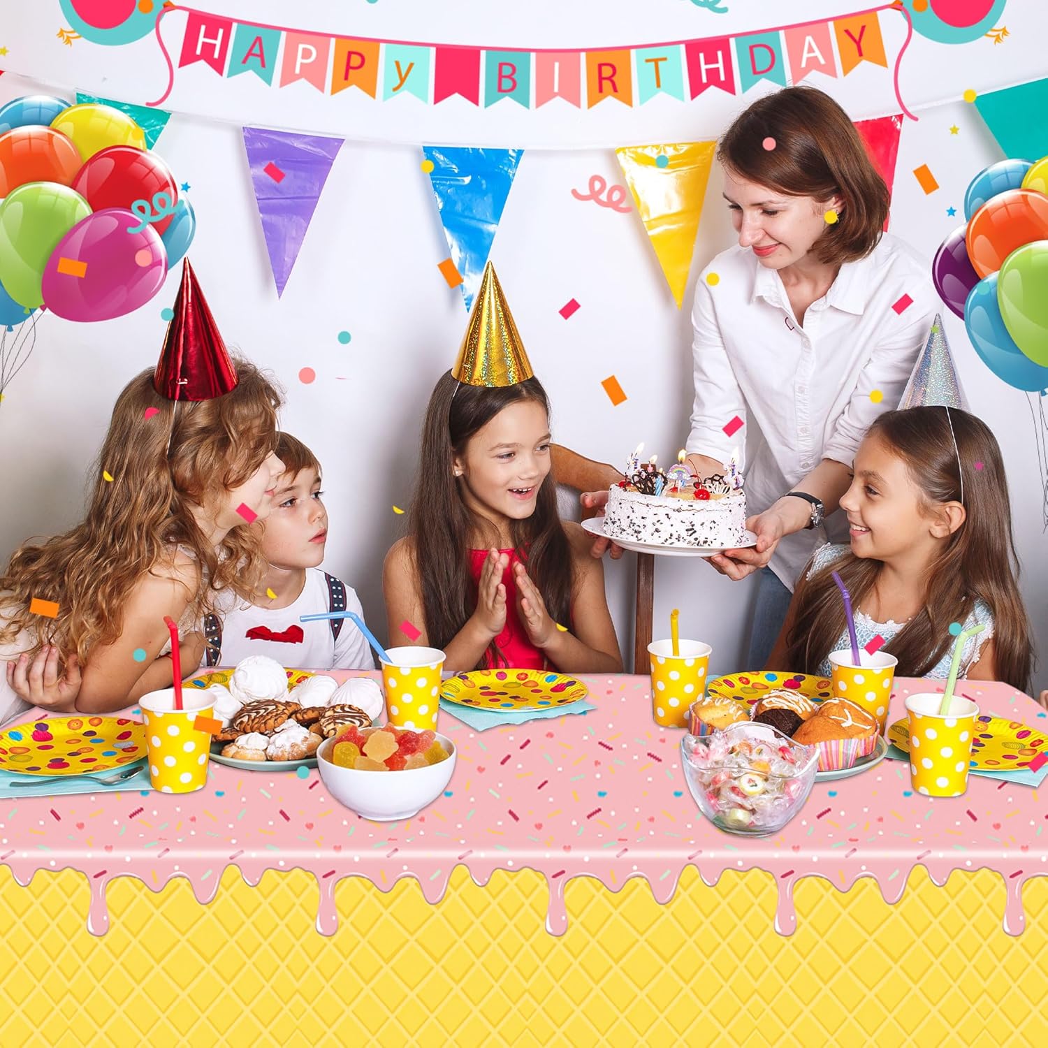 3 Pack Ice Cream Themed Tablecovers for Parties
