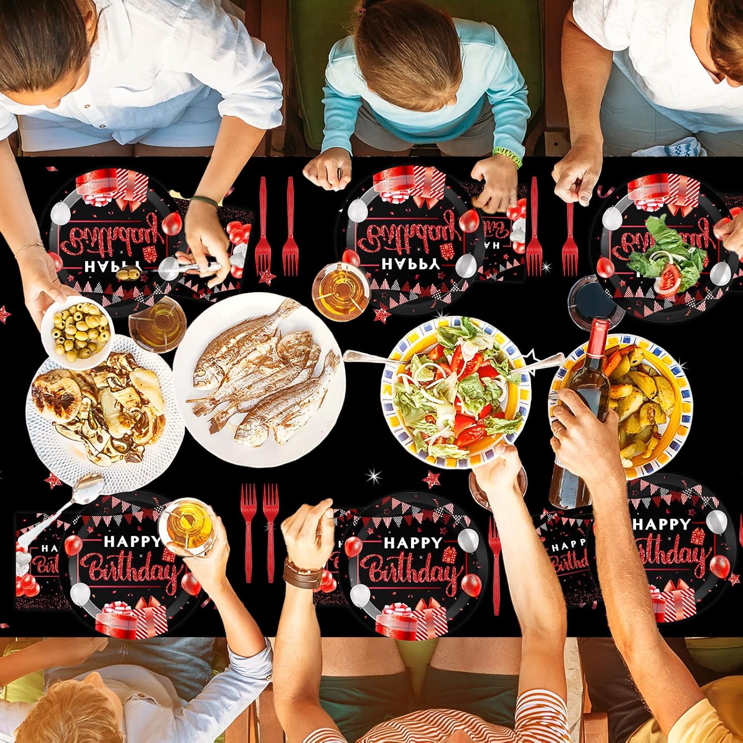 Red and Black Birthday Party Supplies Set for 20 Guests
