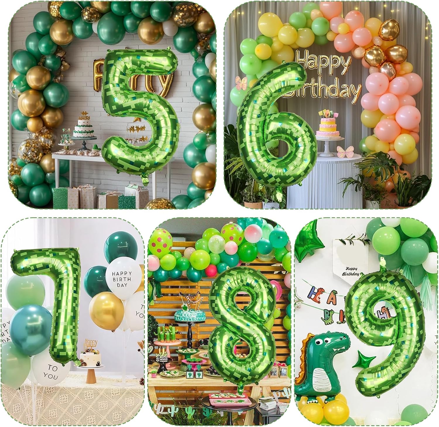 40 Inch Giant Green Pixel Number 9 Foil Balloons