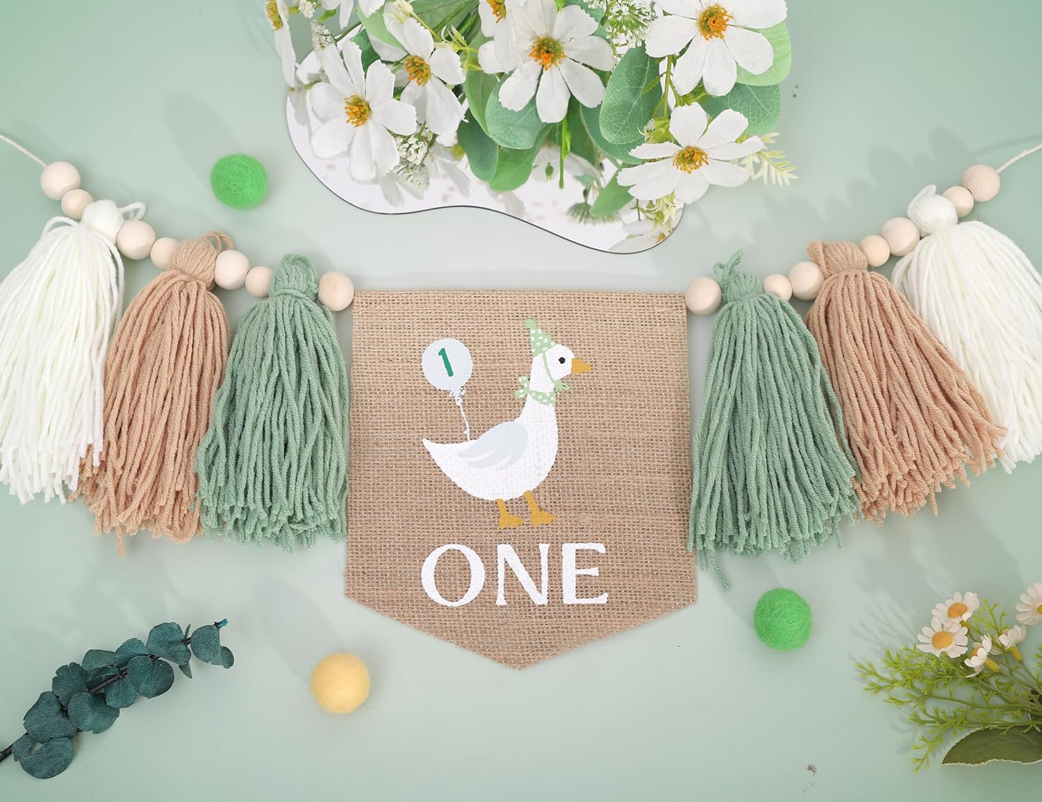 Goose One Happy Birthday High Chair Banner