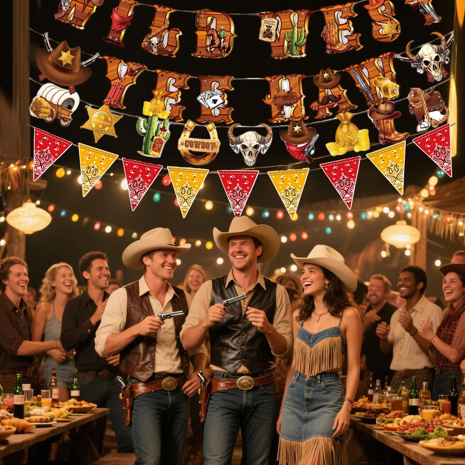 Western Cowboy Party Decorations Banner for Birthday