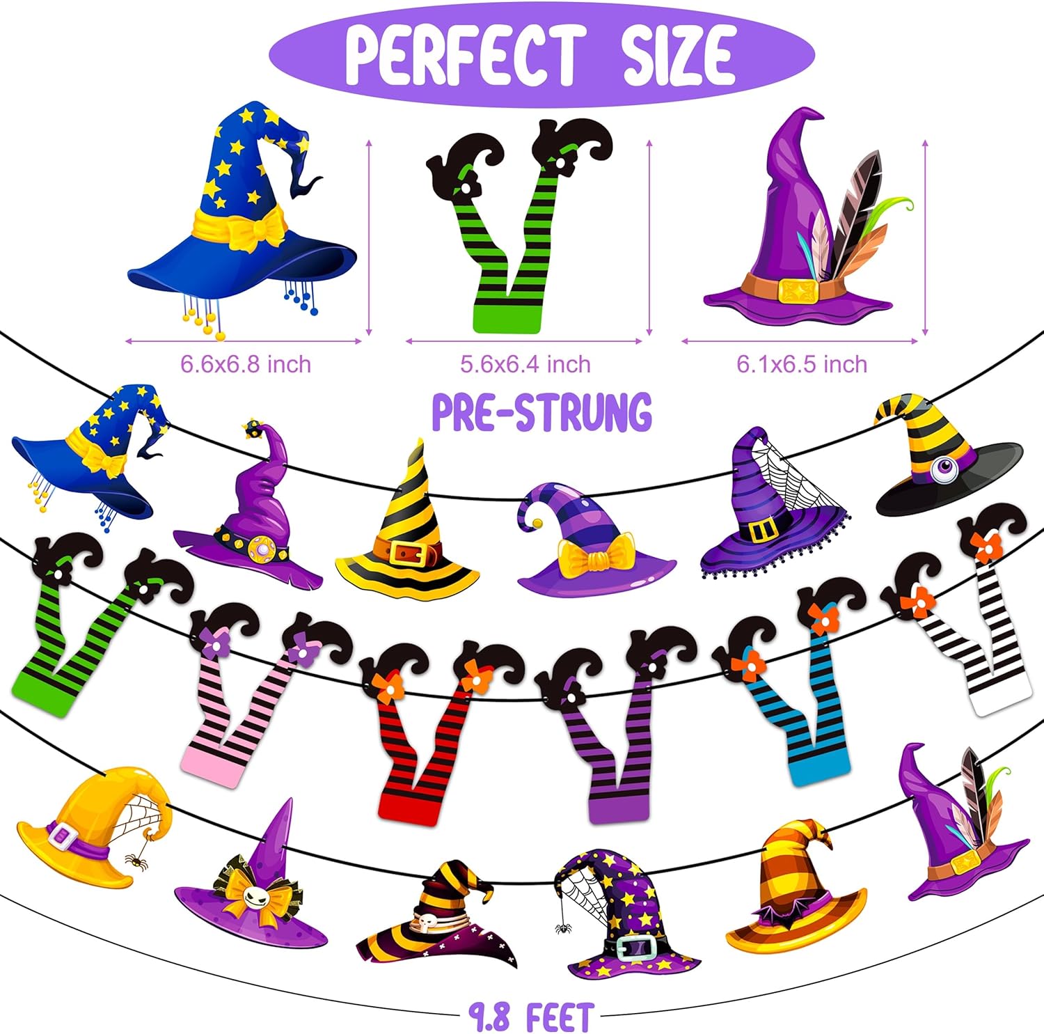 5pcs Witch Hat and Boot Banners Halloween Decor