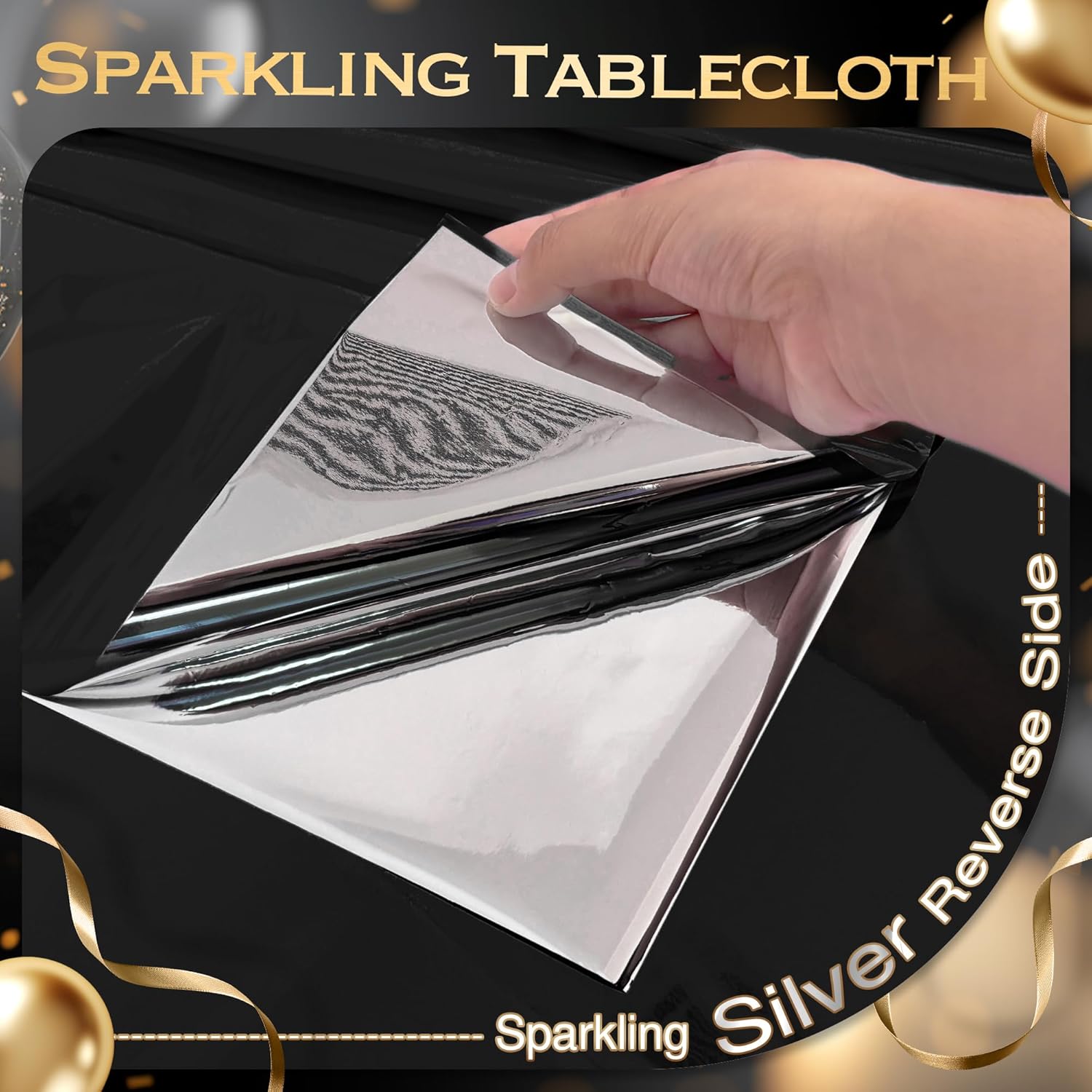 8pcs Black Foil Tablecloth 54x72inch Party Supplies