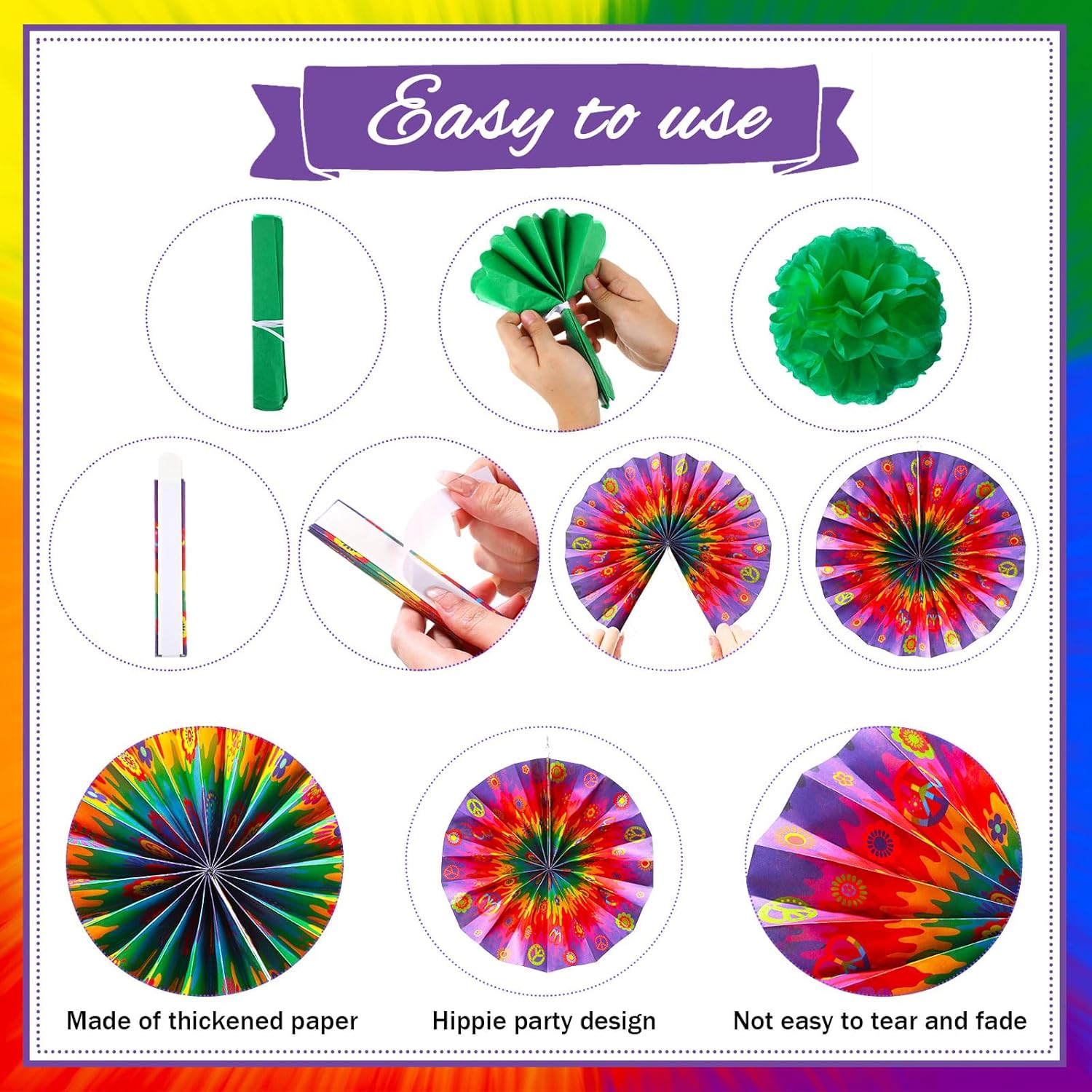 Outus 21 Pcs Hippie Party Decorations Set