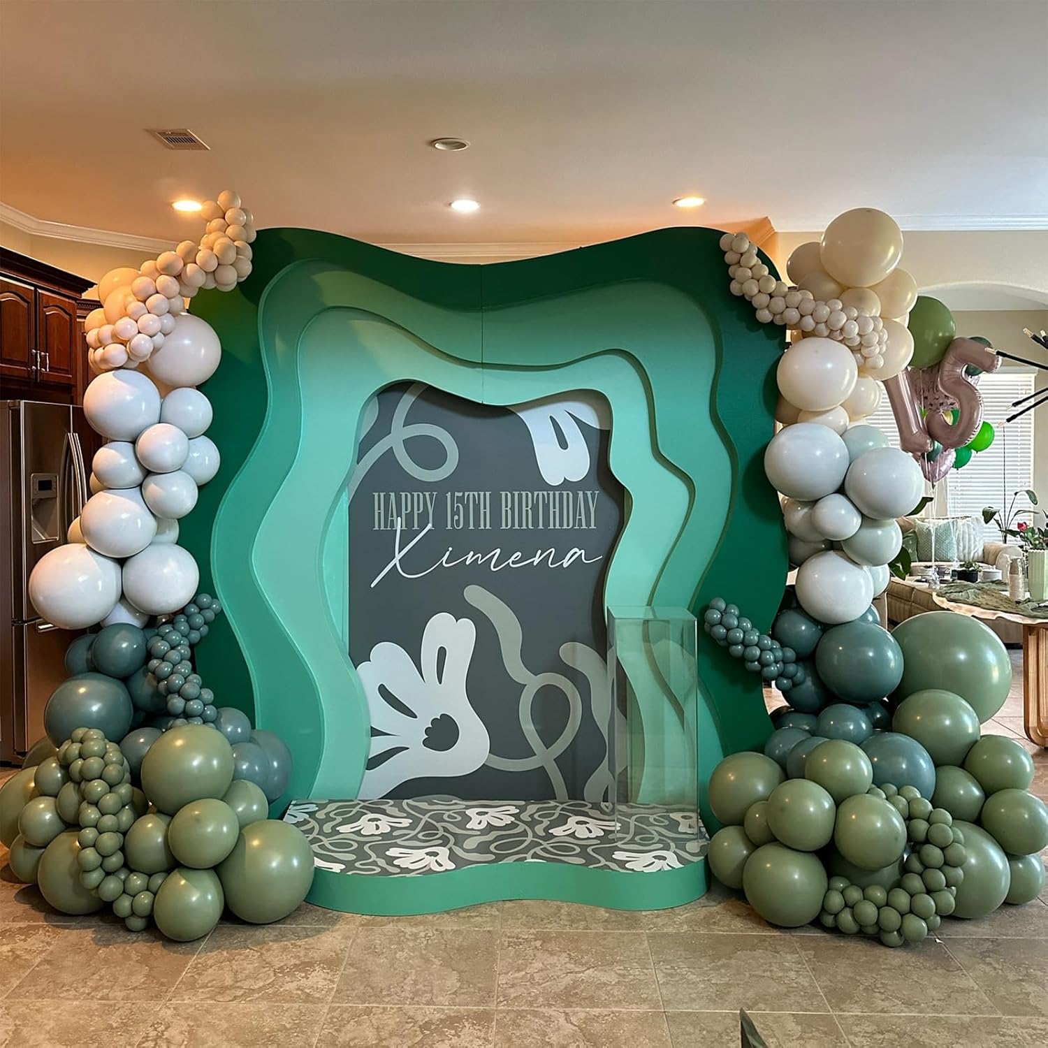 Jobkoo Sage Green Gold Balloons Set for Parties