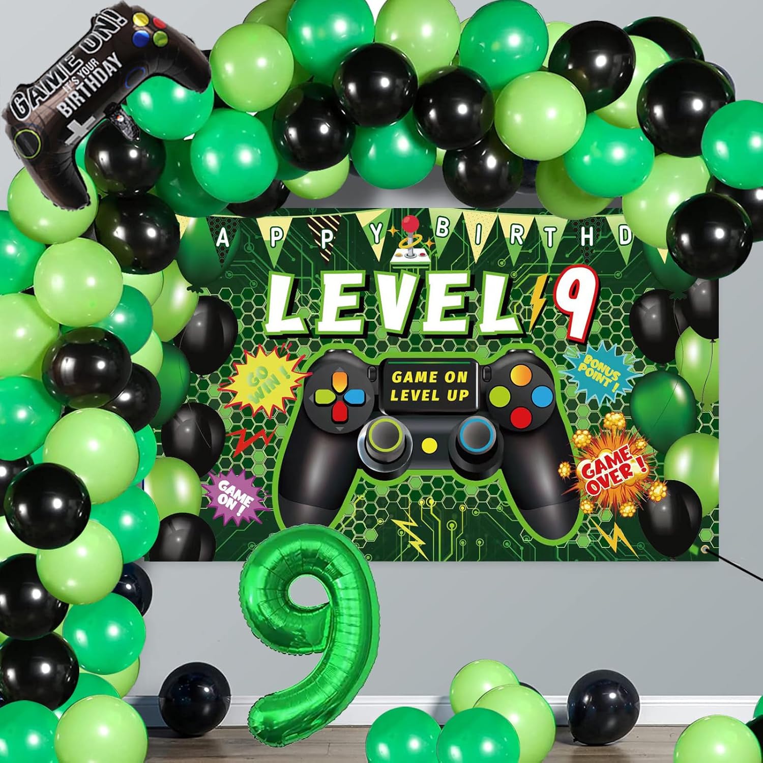 90PCS 9th Birthday Video Game Decorations for Boys