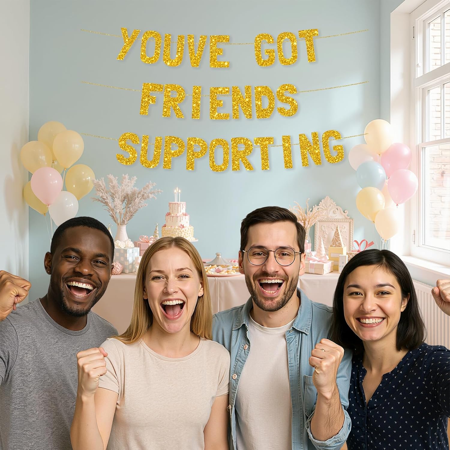 Meowoo Celebration Cheers Friends Support Banner
