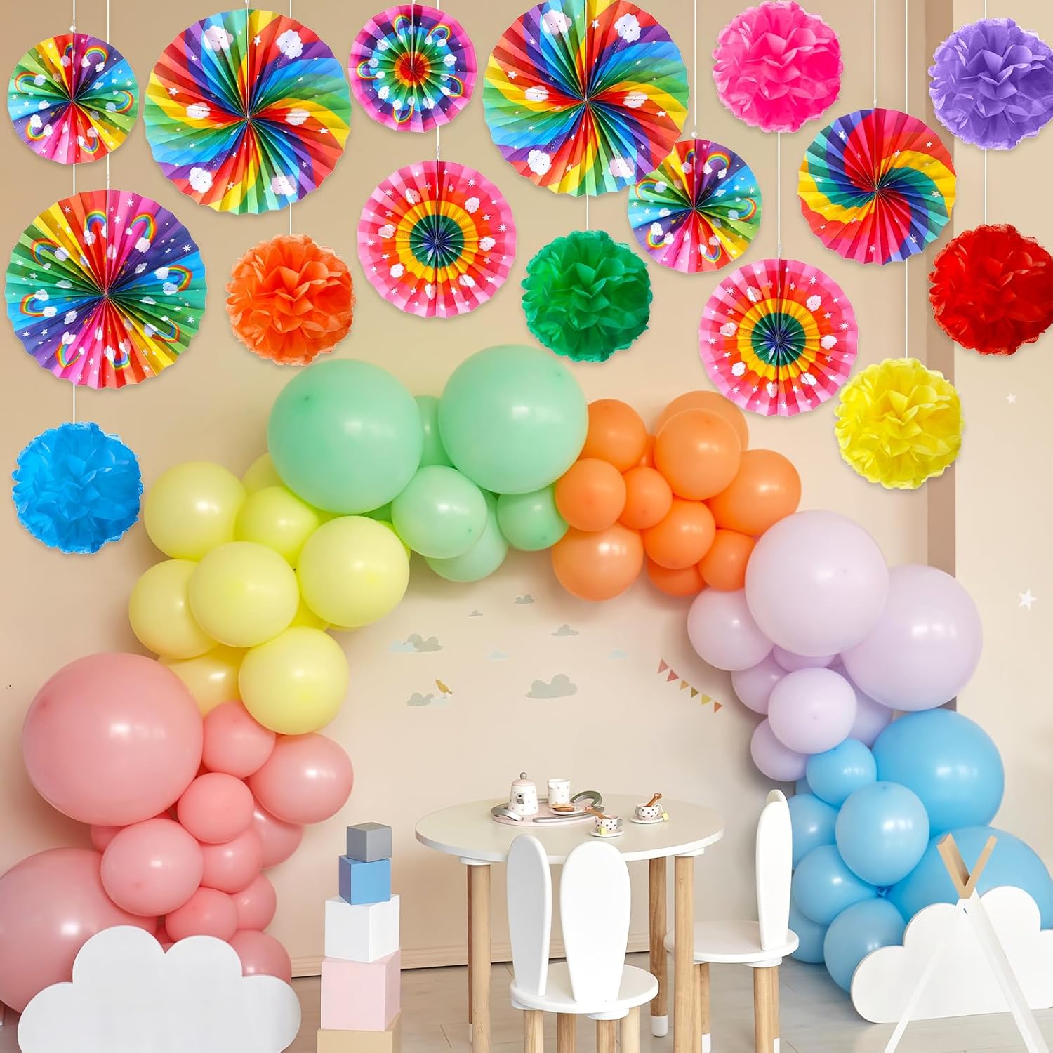 Outus 21 Pcs Rainbow Party Decorations