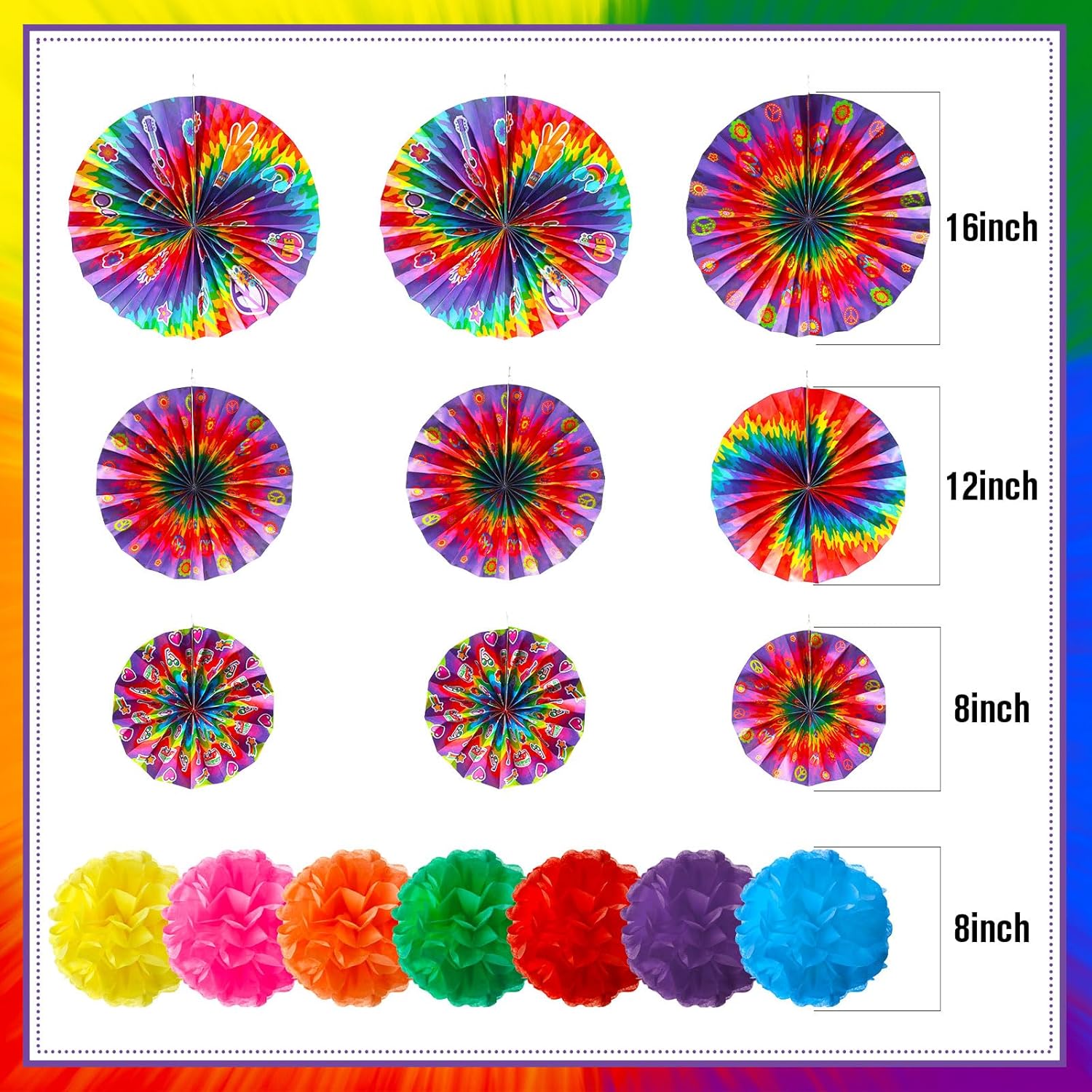 Outus 21 Pcs Hippie Party Decorations Set