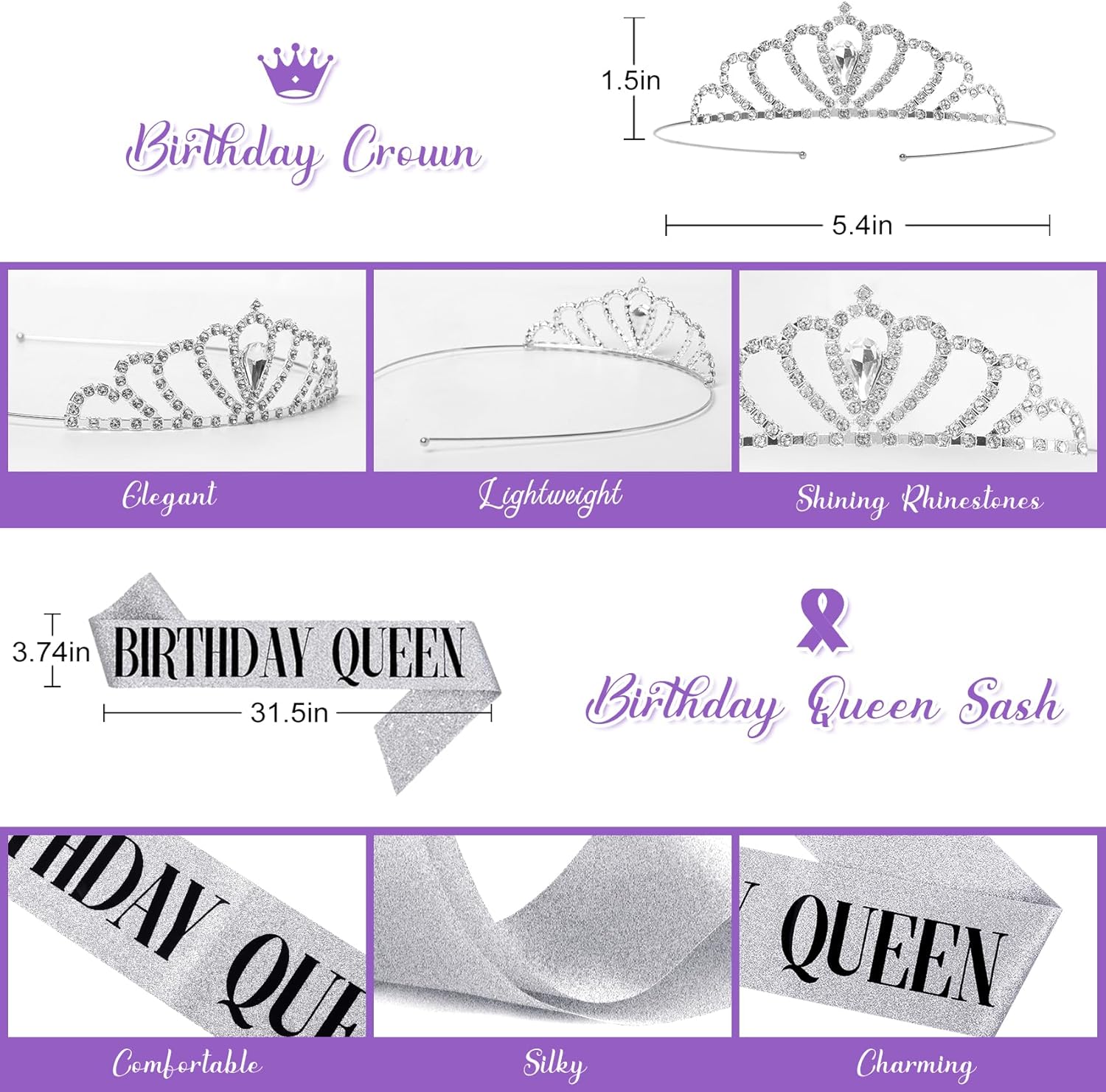 Lavender Purple Birthday Decorations for Women Girls