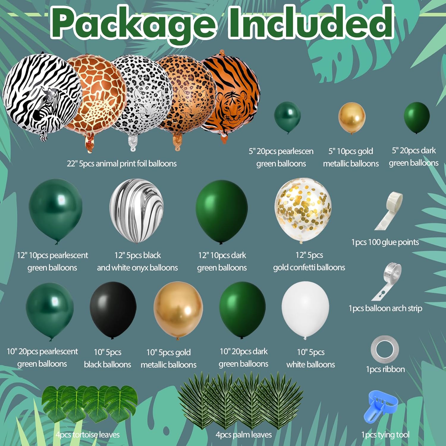 Jungle Safari Balloon Garland Kit 152Pcs