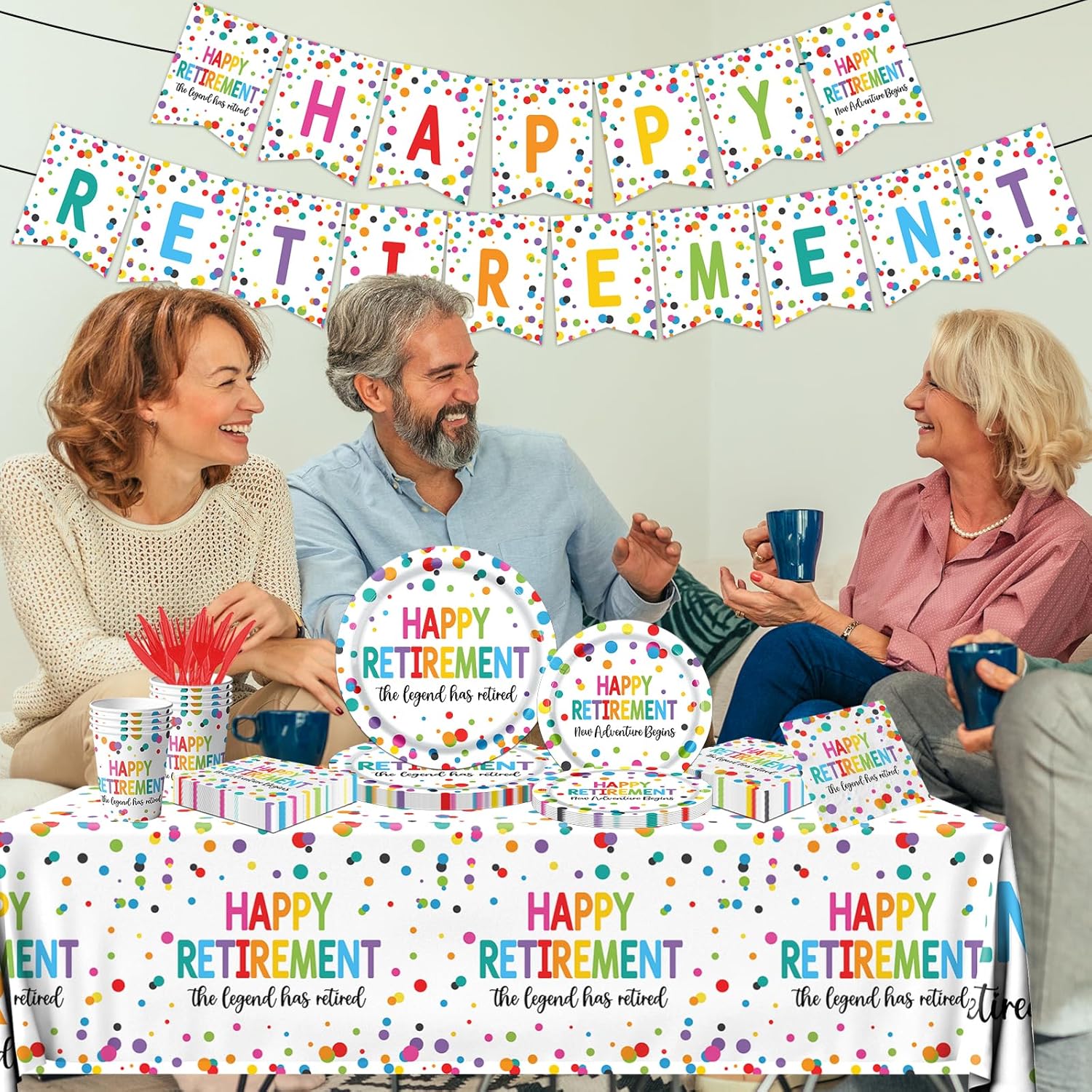 Retirement Party Decor Set 142pcs Plates Napkins Cups Tableware