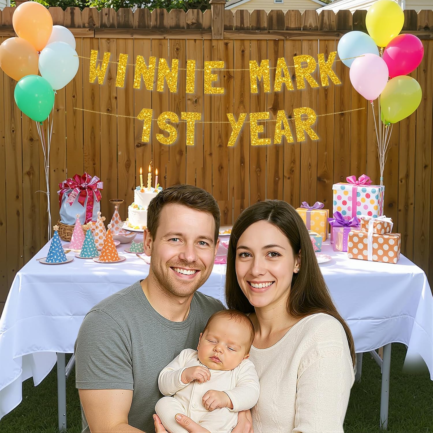 Meowoo Winnie Mark 1st Birthday Banner
