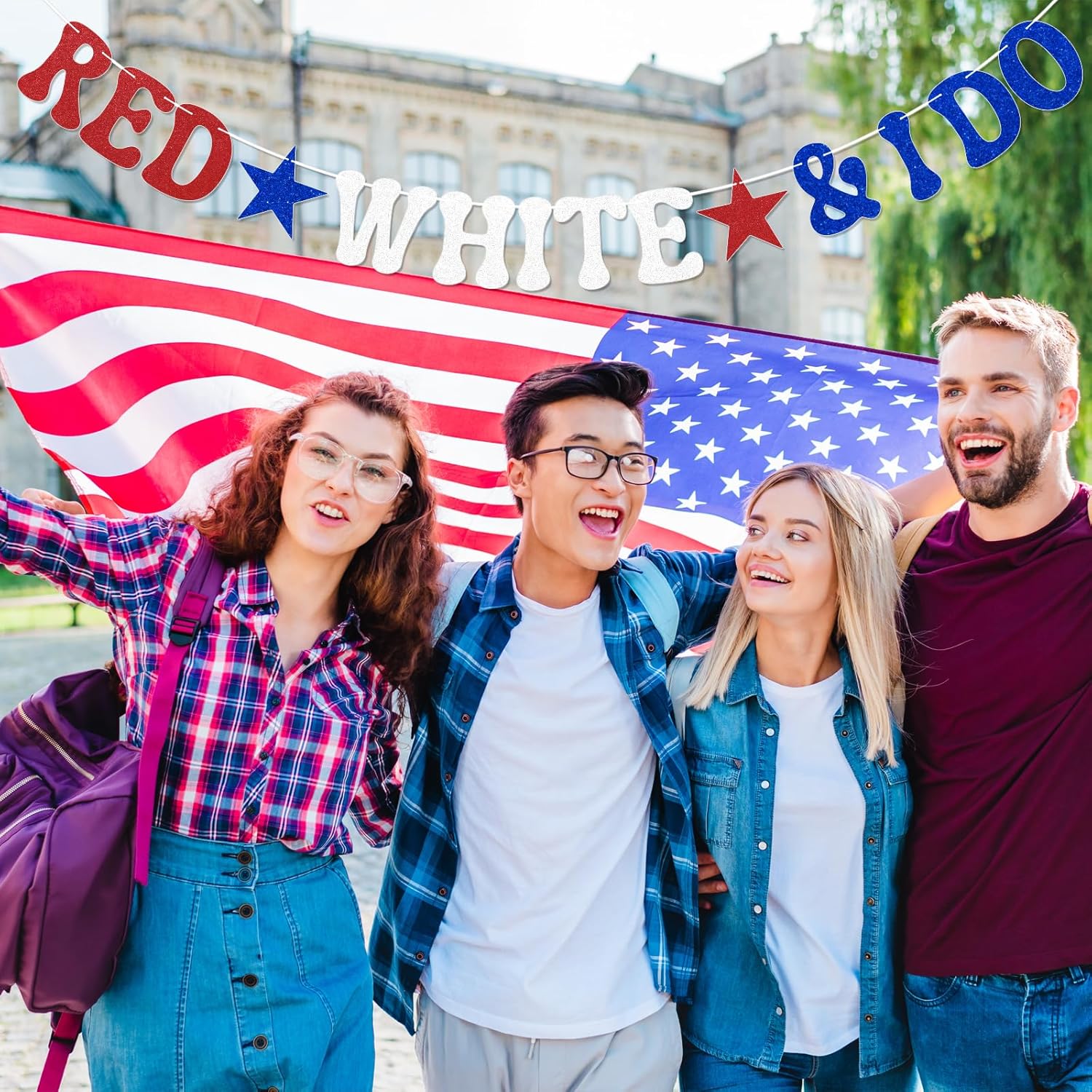 Red White I Do Patriotic Engagement Banner