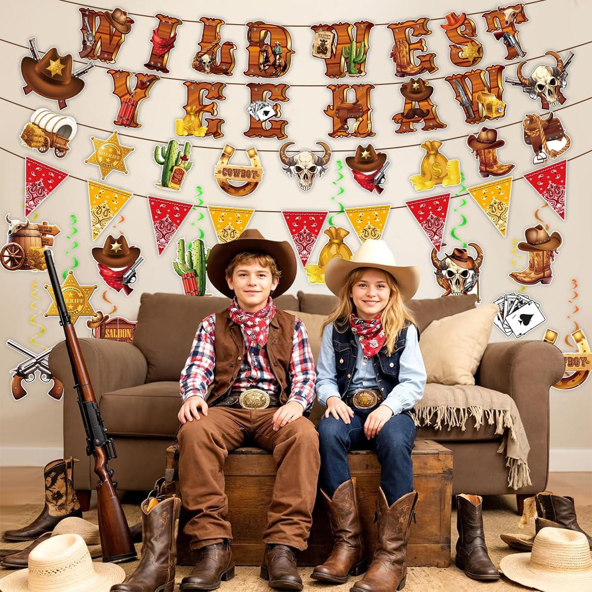 Western Cowboy Party Decorations Banner for Birthday