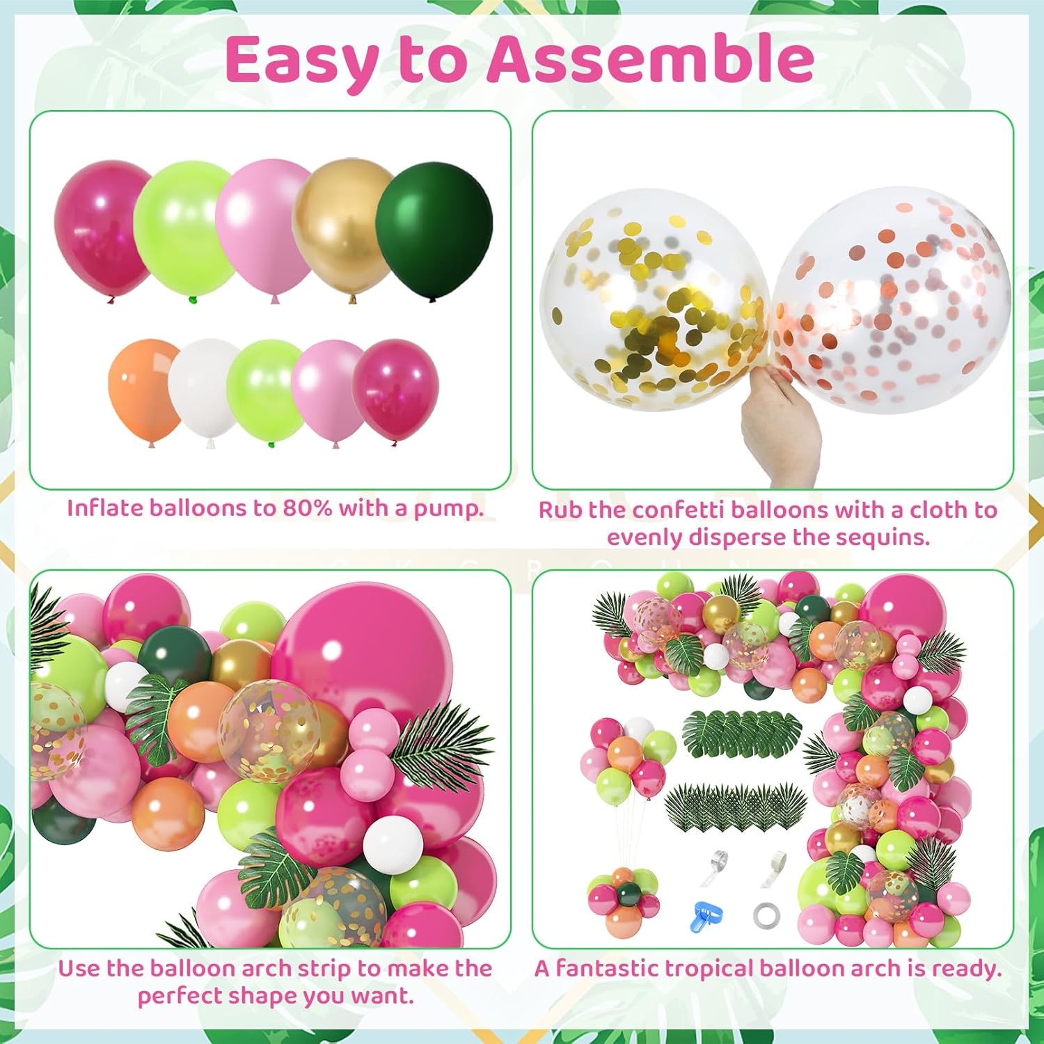 146Pcs Tropical Balloons Garland Arch Kit