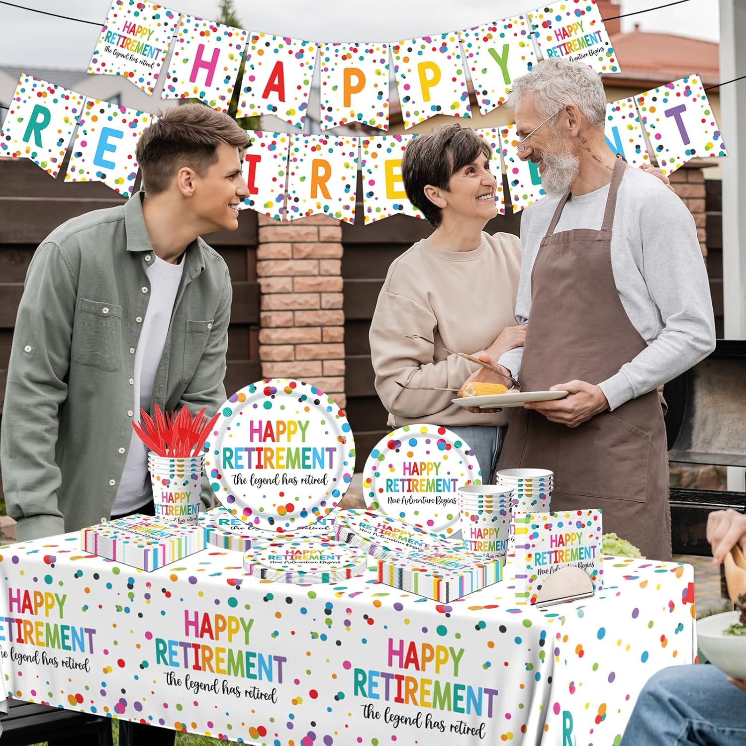 Retirement Party Decor Set 142pcs Plates Napkins Cups Tableware