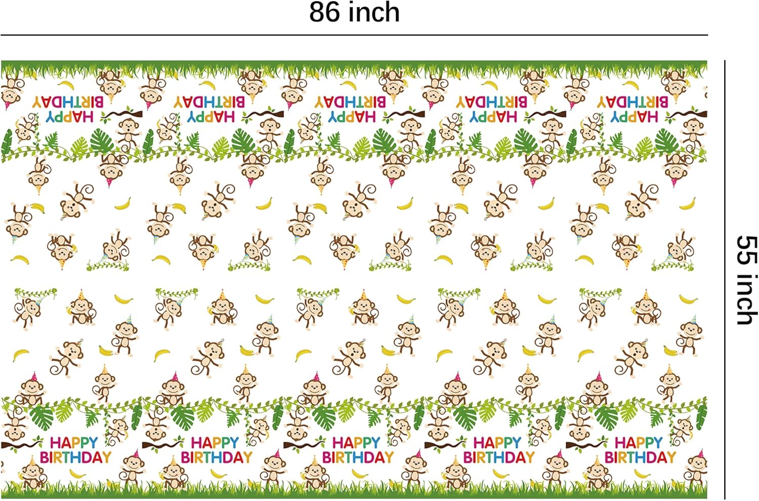 Monkey Birthday Decorations Tablecloth 3 Pack