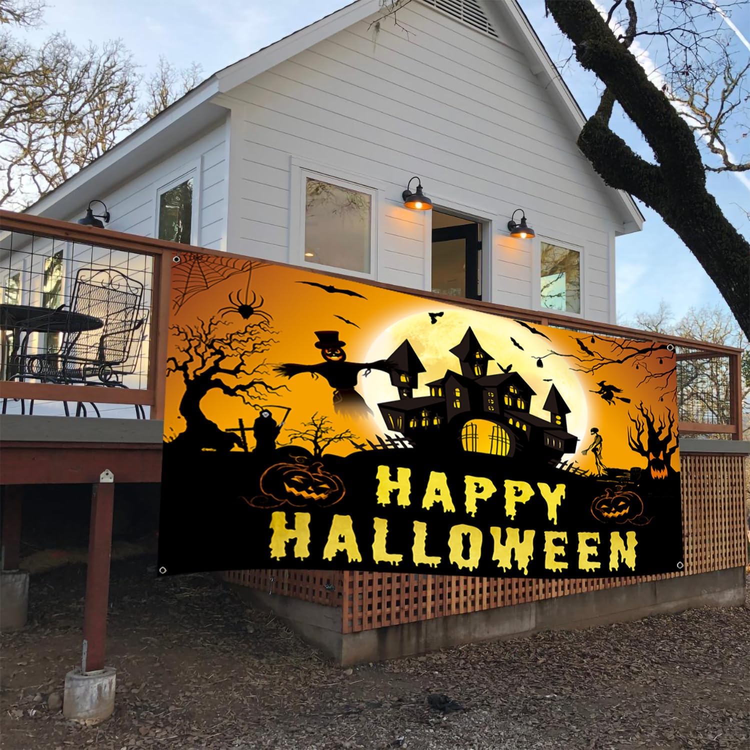 Laoone Halloween Banner 72x44 Inch Spooky Design