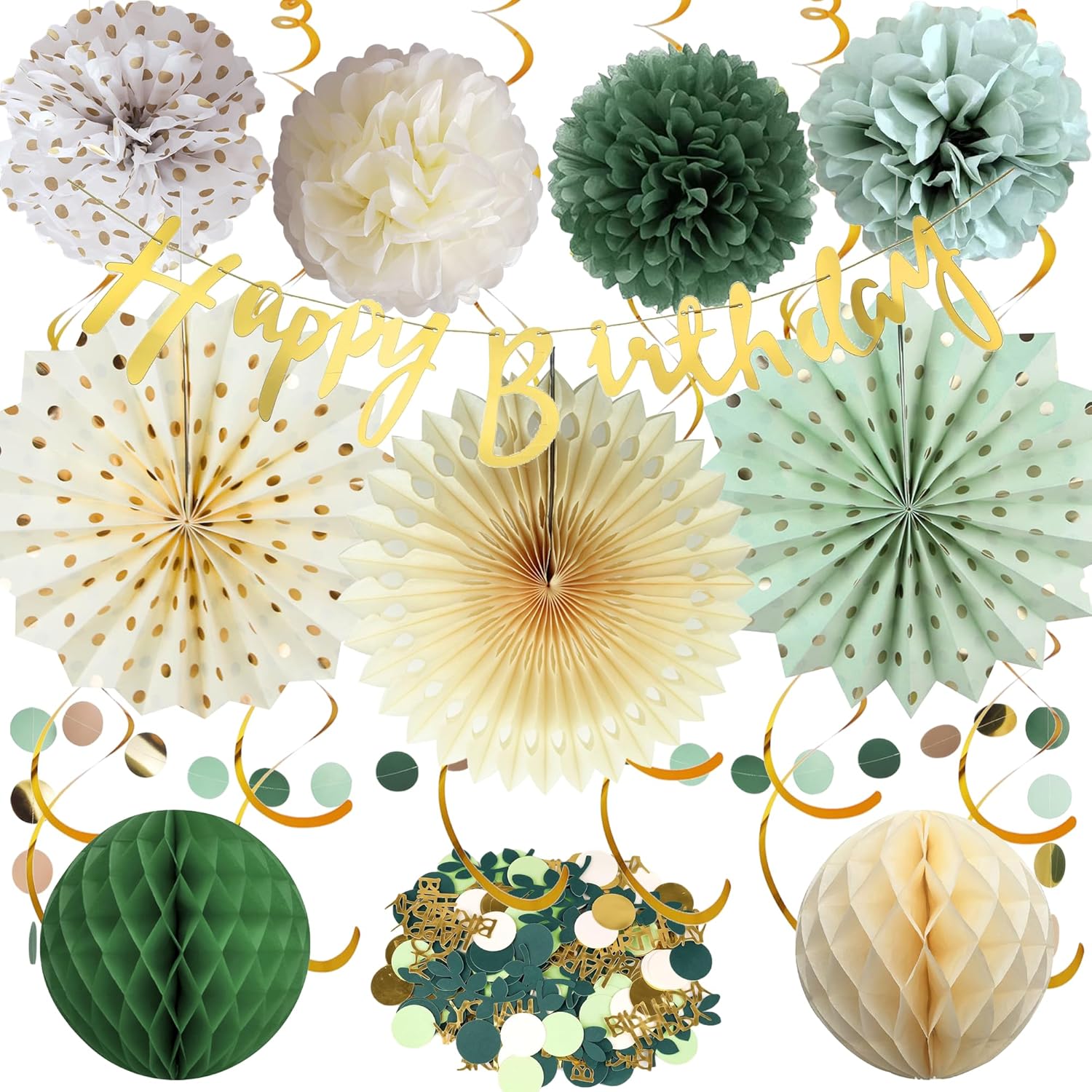 Sage Green Birthday Party Decor 13 Pcs Set