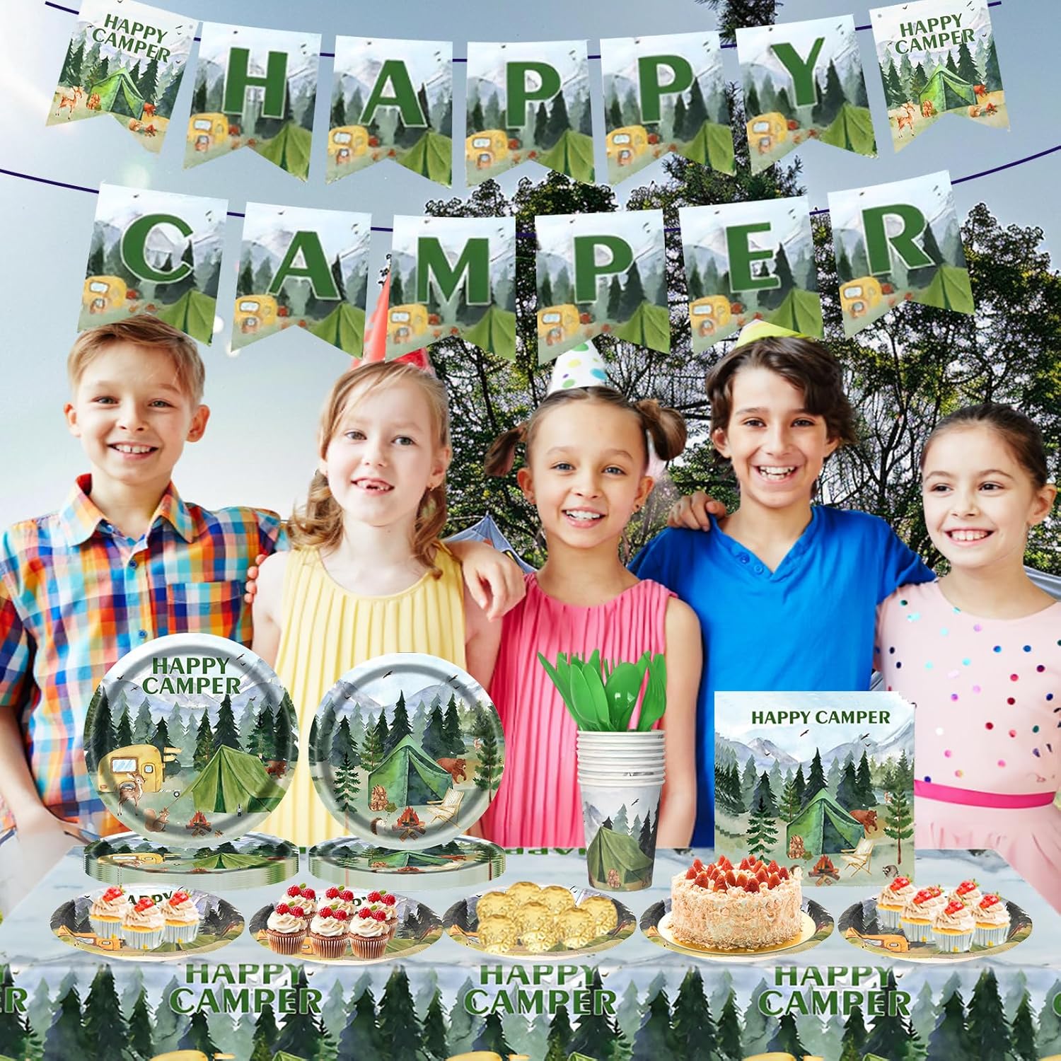 Nicime Happy Camper Party Supplies Set