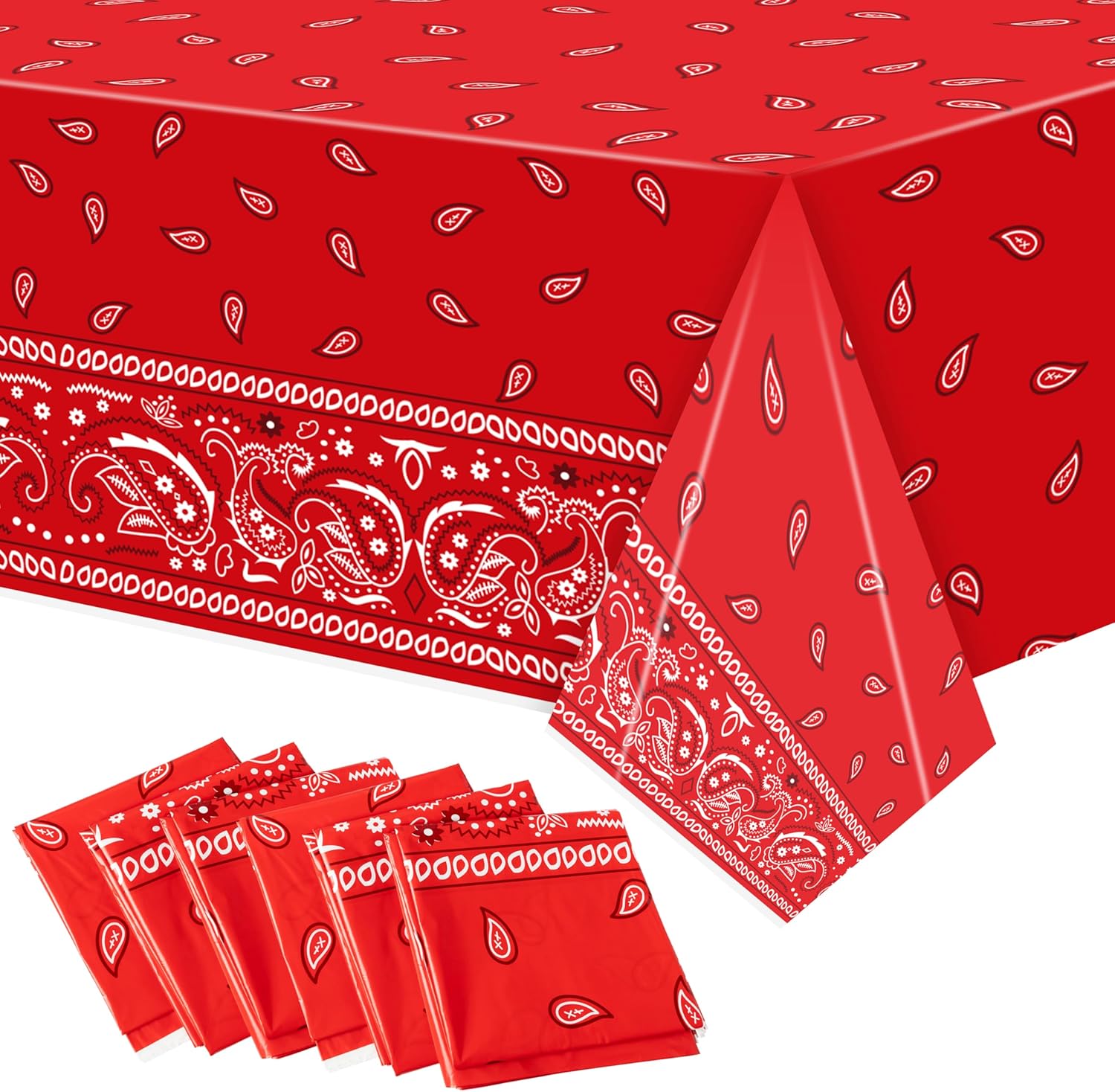 6PCS Red Bandana Tablecloths for Western Party