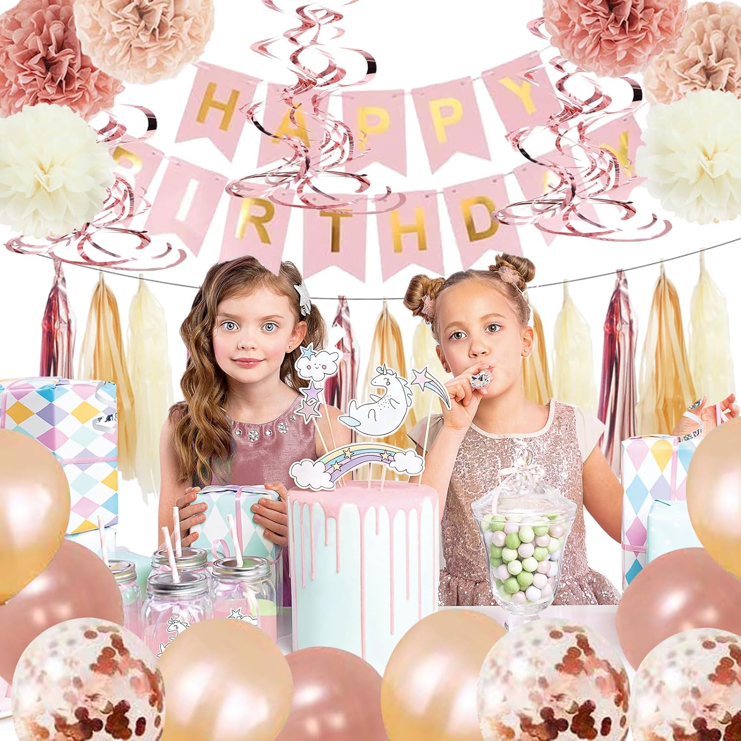MYUPDALIN Gold Birthday Decorations Set for Women Girls