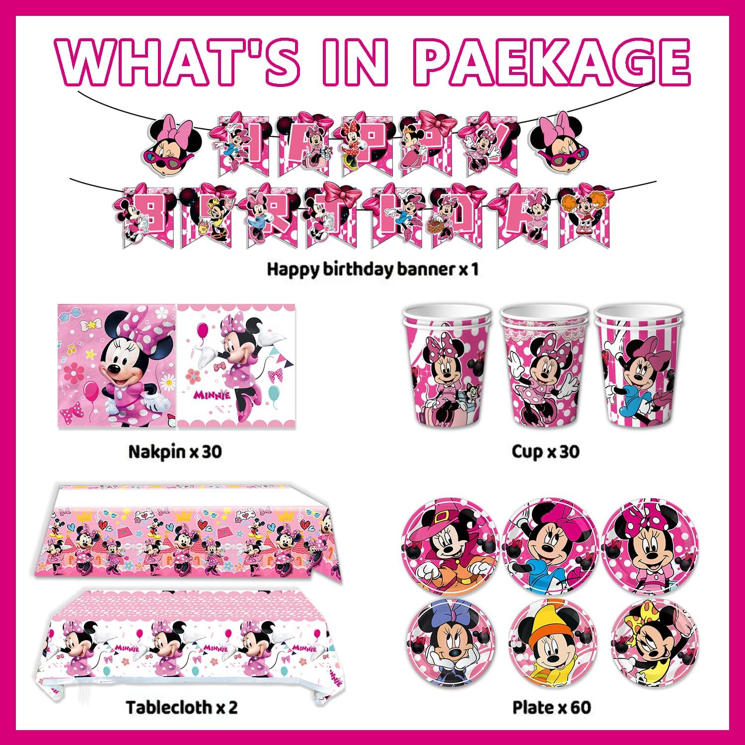 Minnie Birthday Party Decorations 123pcs