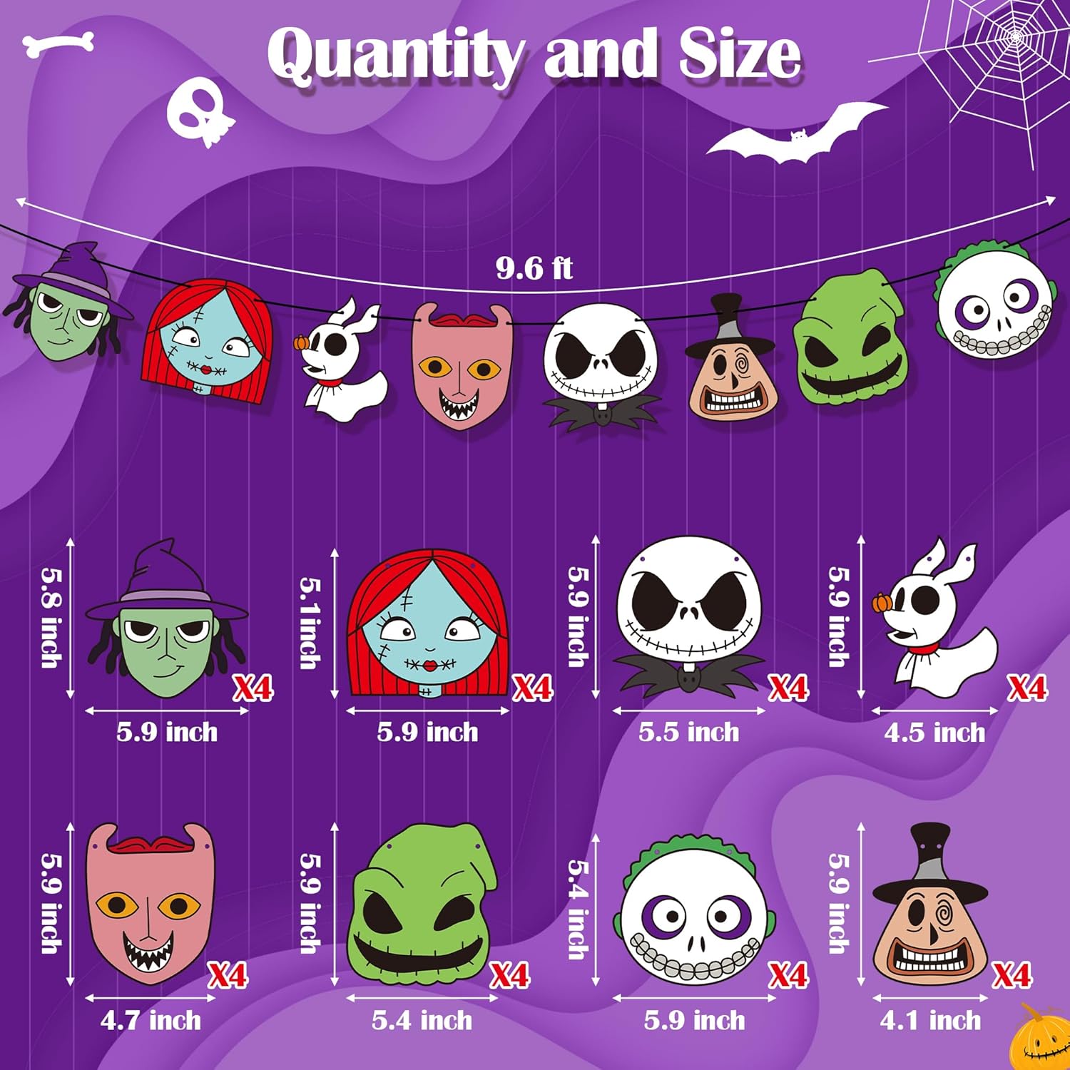 Z1juce Halloween Skull Party Banner 32PCS