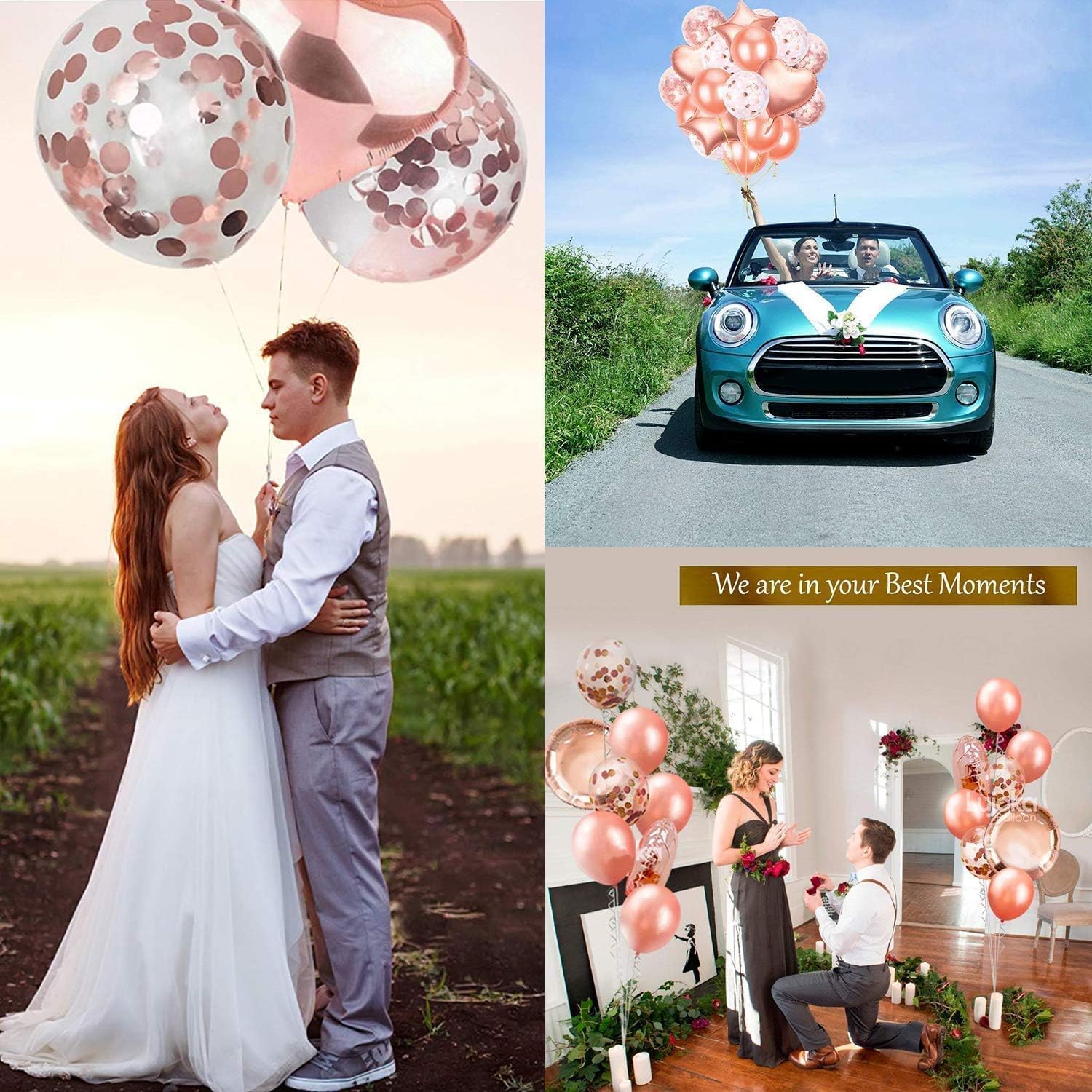 Rose Gold Balloons 14Pcs Party Decorations Wedding
