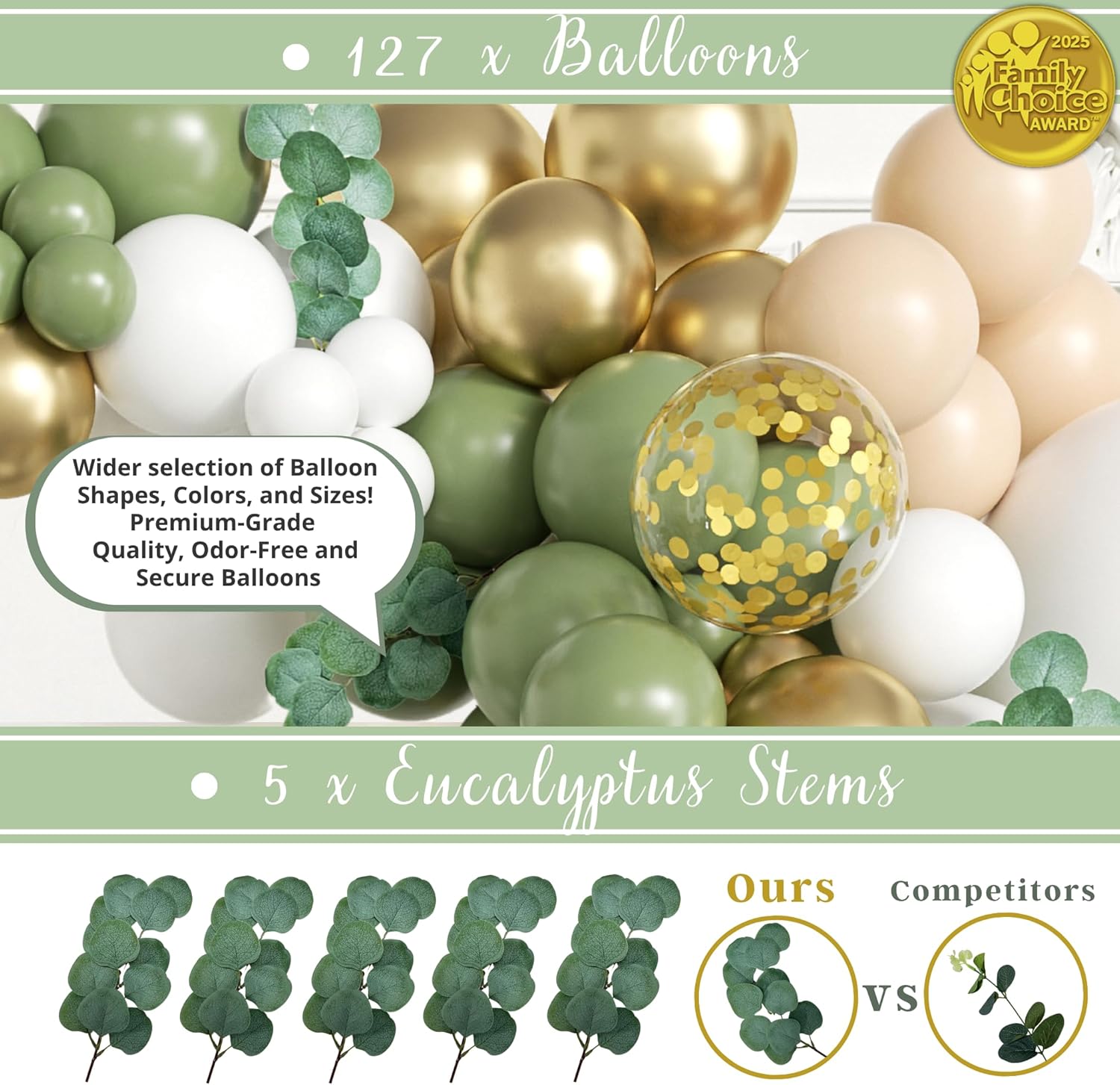 RainMeadow 258 PC Sage Green Baby Shower Decorations